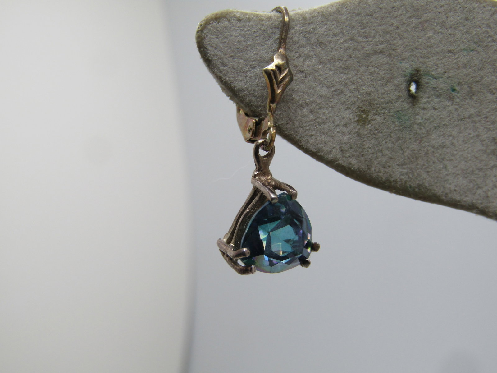 Vintage Sterling Mystic Topaz Earrings, Leverback, Drops, 1990's, Signed - 3