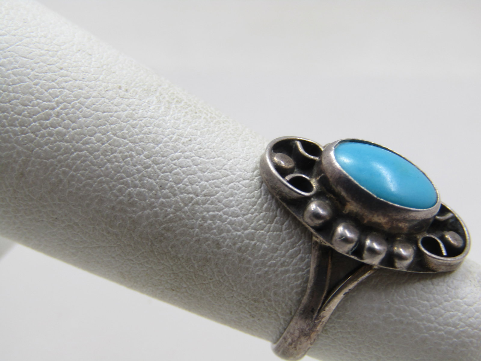 Vintage sterling Southwestern Faux Turquoise Ring, Sz. 3 - 3
