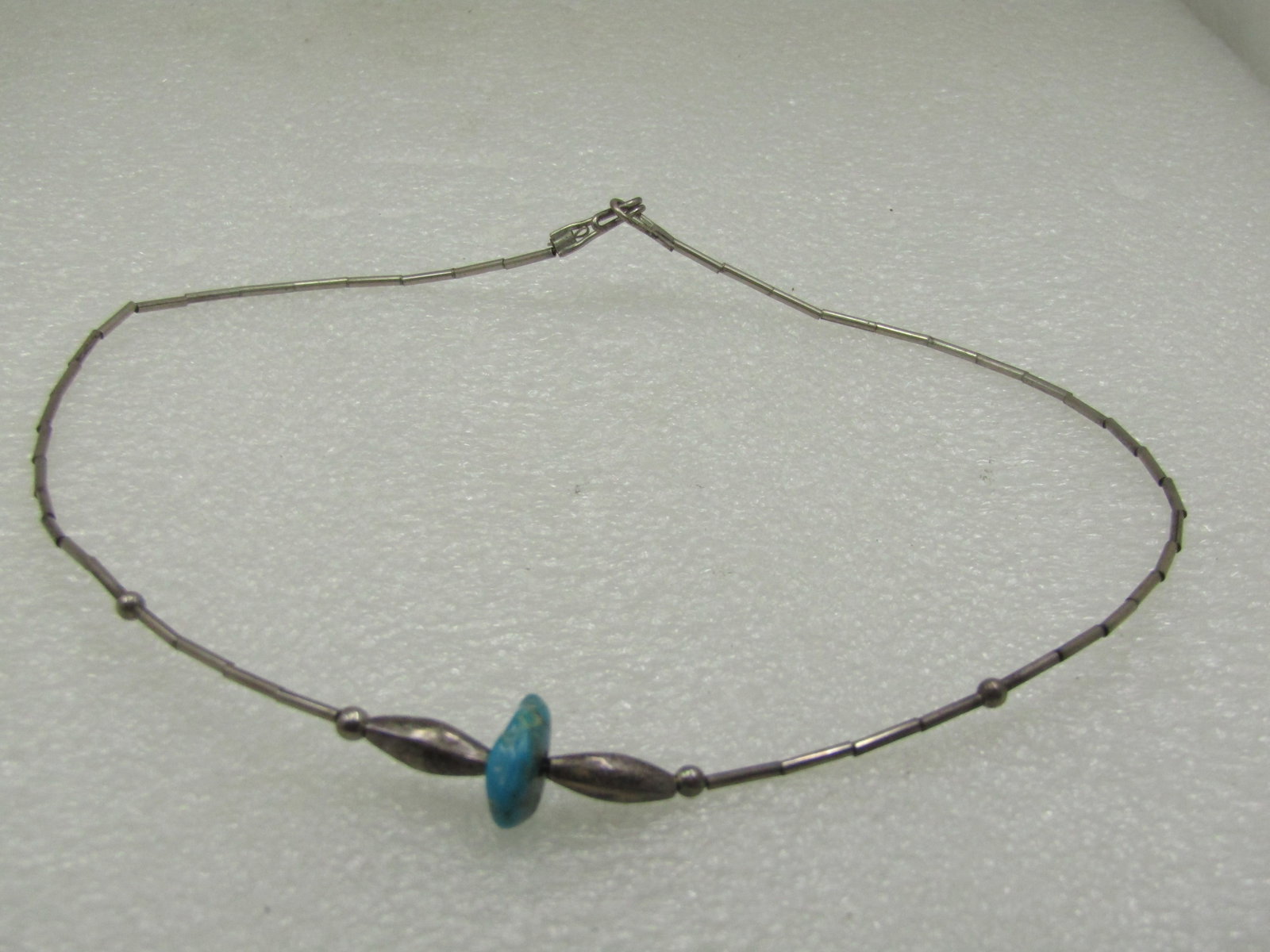 Vintage Sterling Southwestern Beaded Turquoise Necklace, 16" - 5