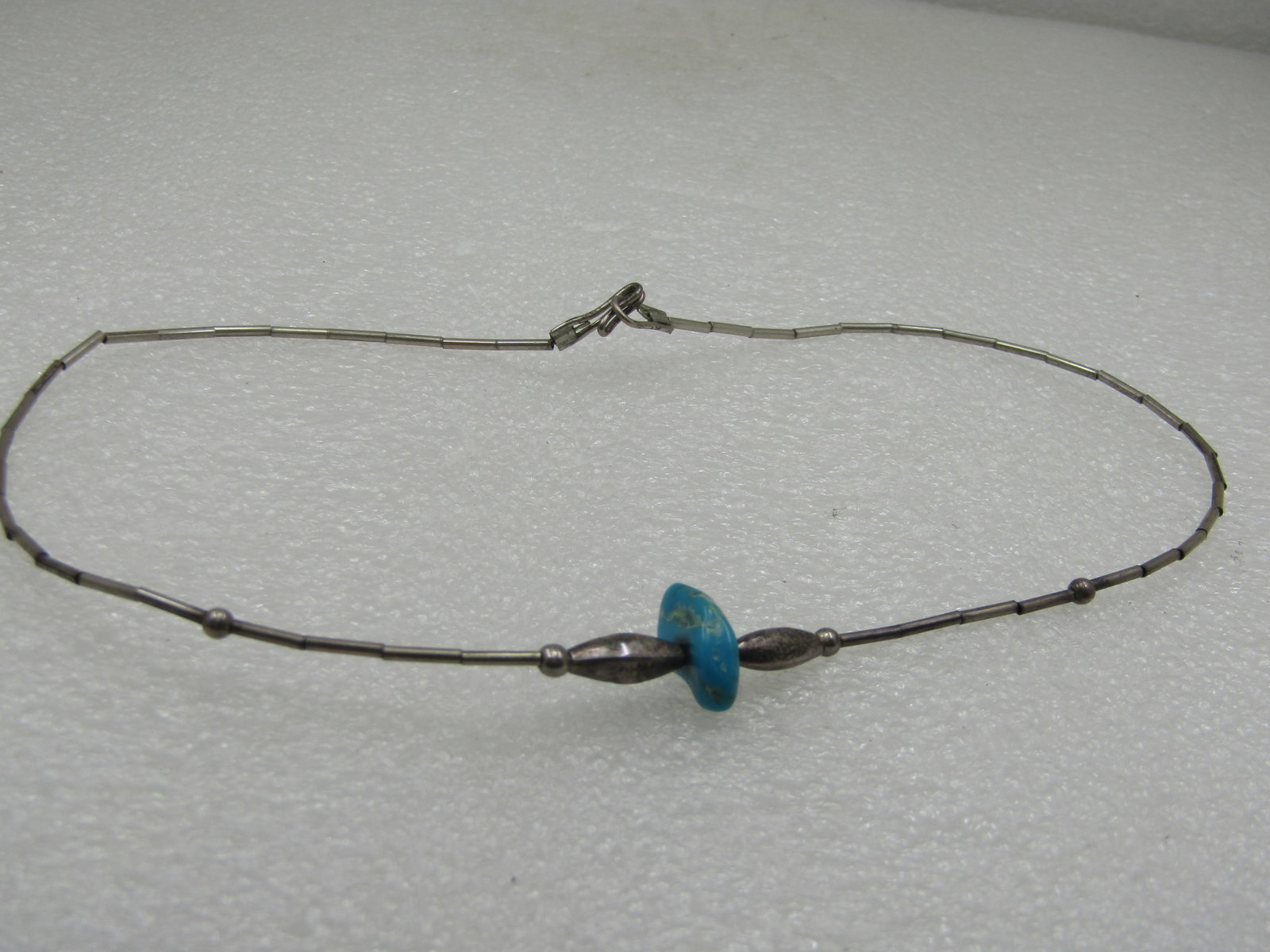 Vintage Sterling Southwestern Beaded Turquoise Necklace, 16" - 7