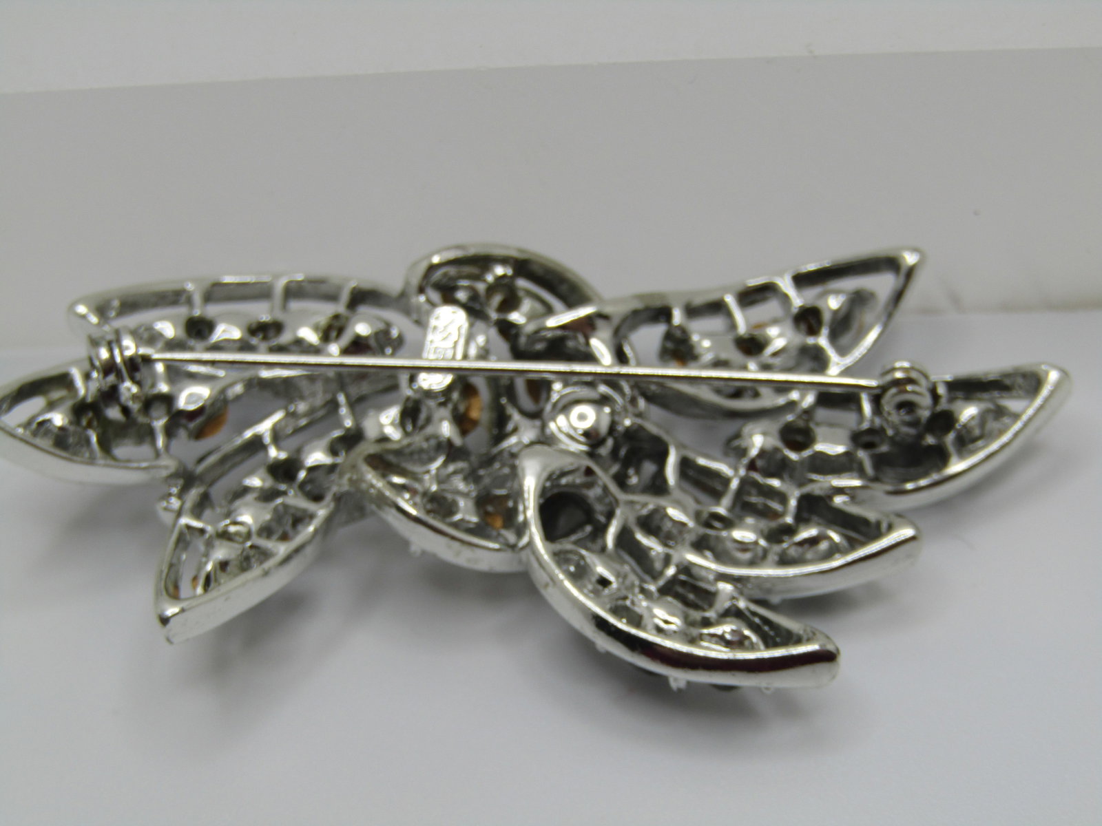 Vintage Blue & Clear Rhinestone Swag Brooch, 2.5" - 5
