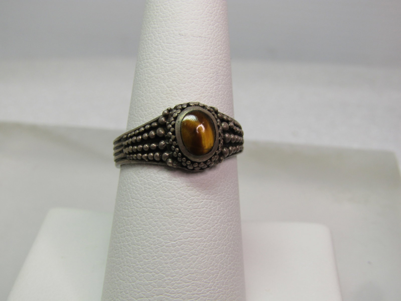 Vintage Sterling Tiger's Eye Ring, Unisex, Sz.8. Bali/Southwestern Vibe, 1970's (1 of 7)