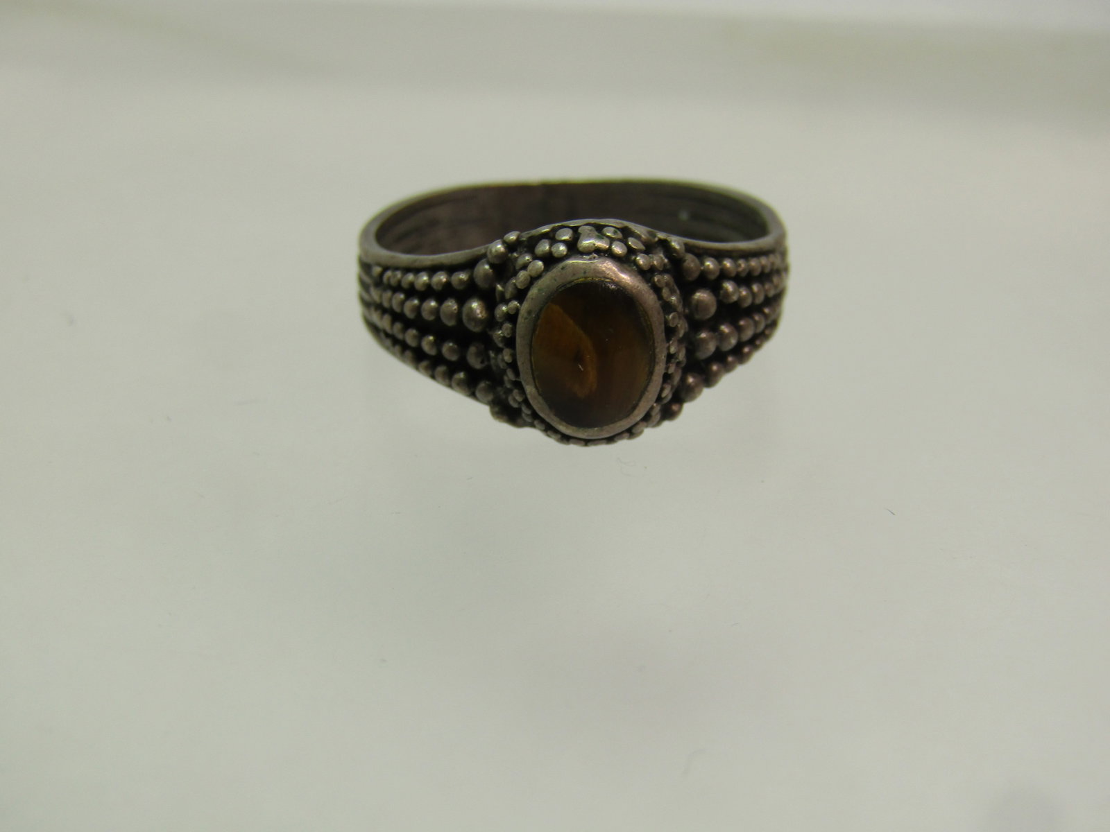 Vintage Sterling Tiger's Eye Ring, Unisex, Sz.8. Bali/Southwestern Vibe, 1970's - 4