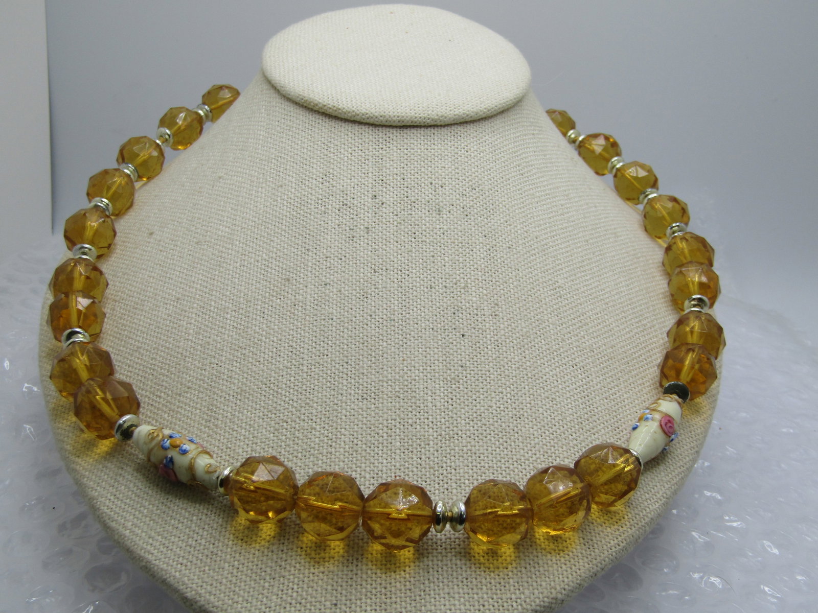 Vintage Faceted Crystal & Birthday Cake Beaded Necklace, 1940's-1950's, 22" (1 of 5)