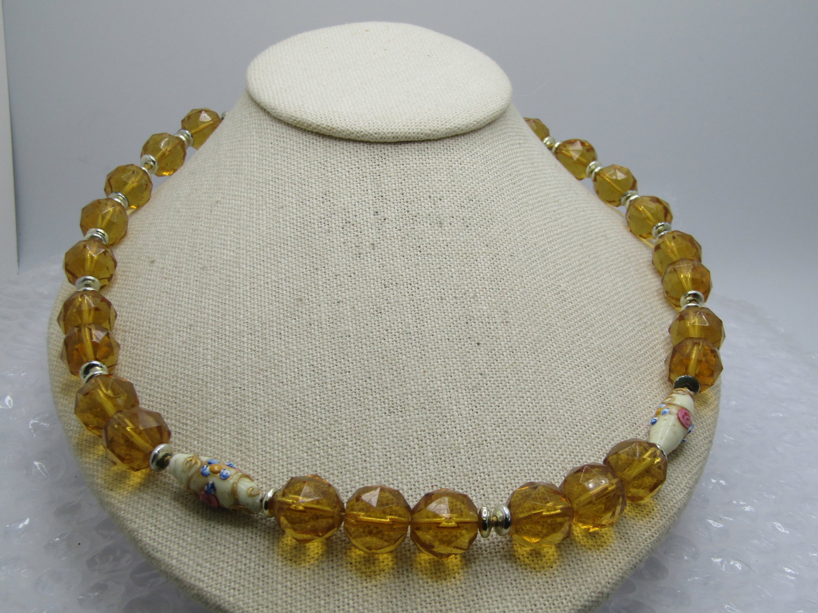 Vintage Faceted Crystal & Birthday Cake Beaded Necklace, 1940's-1950's, 22" - 2