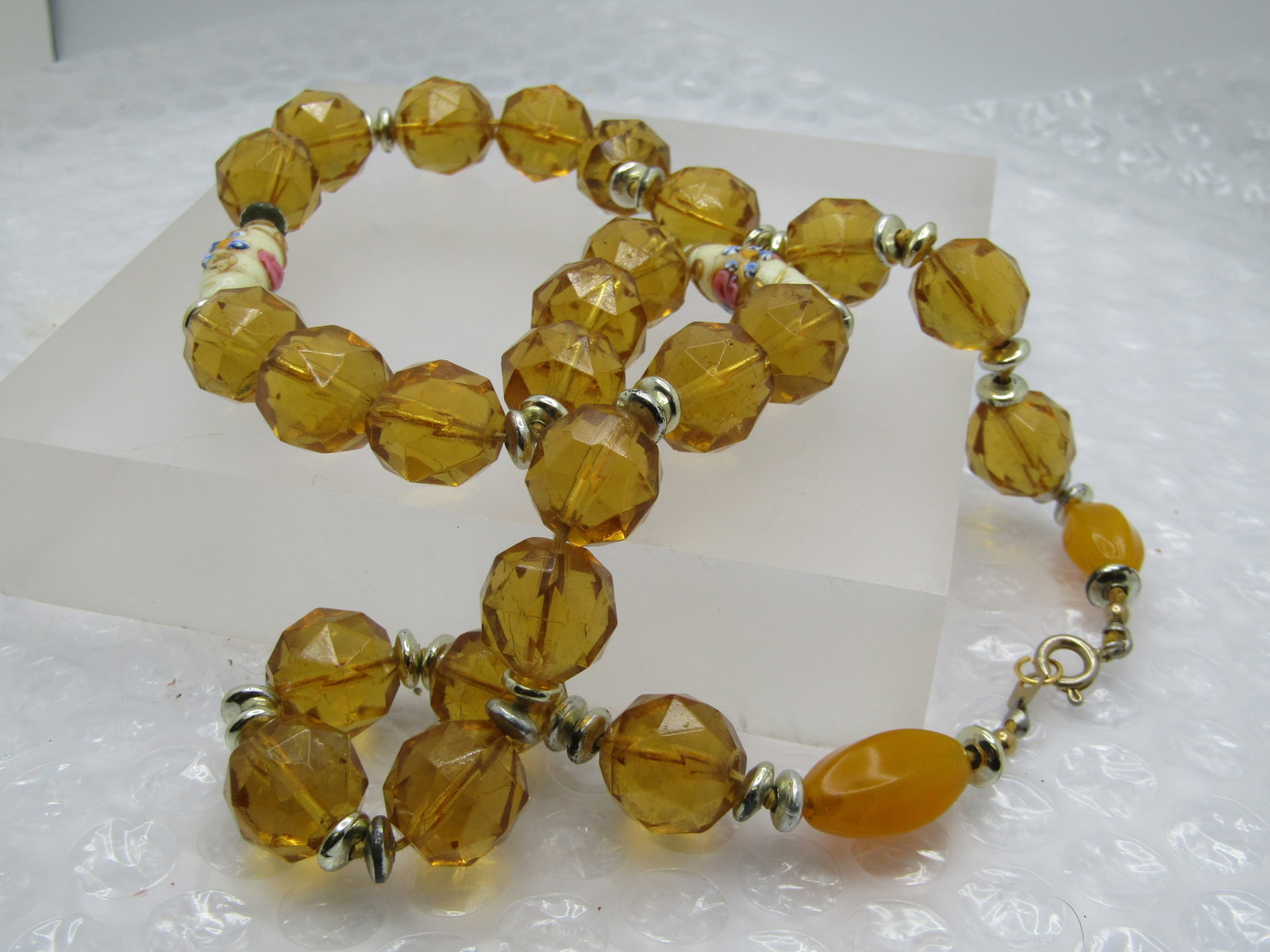 Vintage Faceted Crystal & Birthday Cake Beaded Necklace, 1940's-1950's, 22" - 5