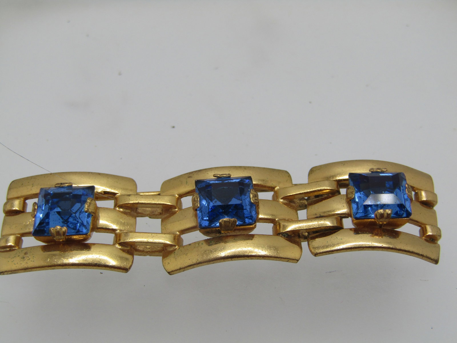 Vintage Blue Rhinestone Bar Brooch, 2.5" - 3