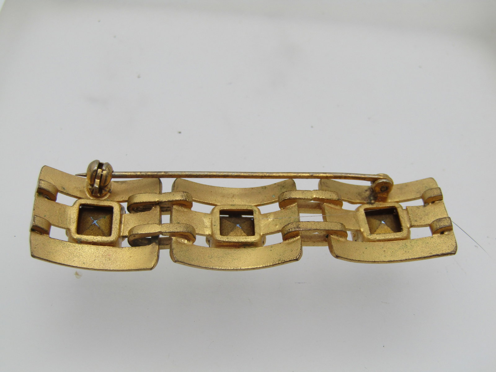 Vintage Blue Rhinestone Bar Brooch, 2.5" - 5