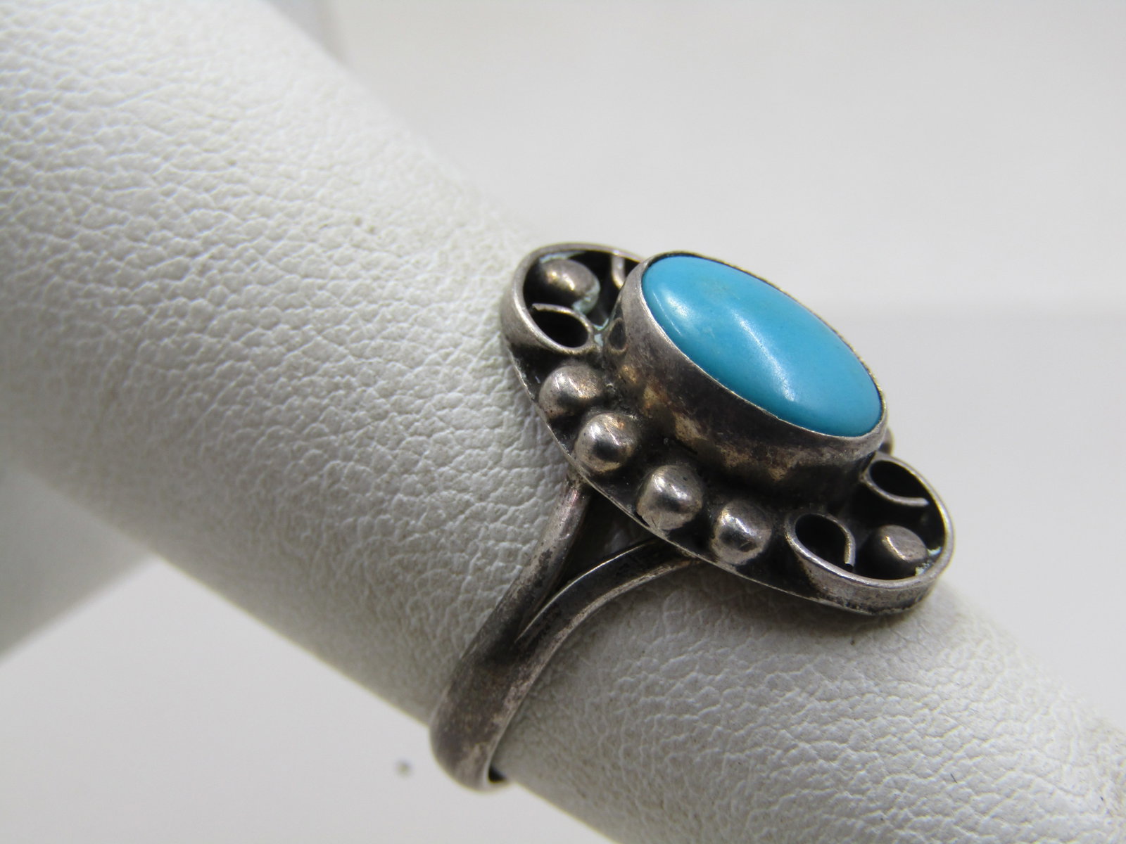 Vintage sterling Southwestern Faux Turquoise Ring, Sz. 5 - 3