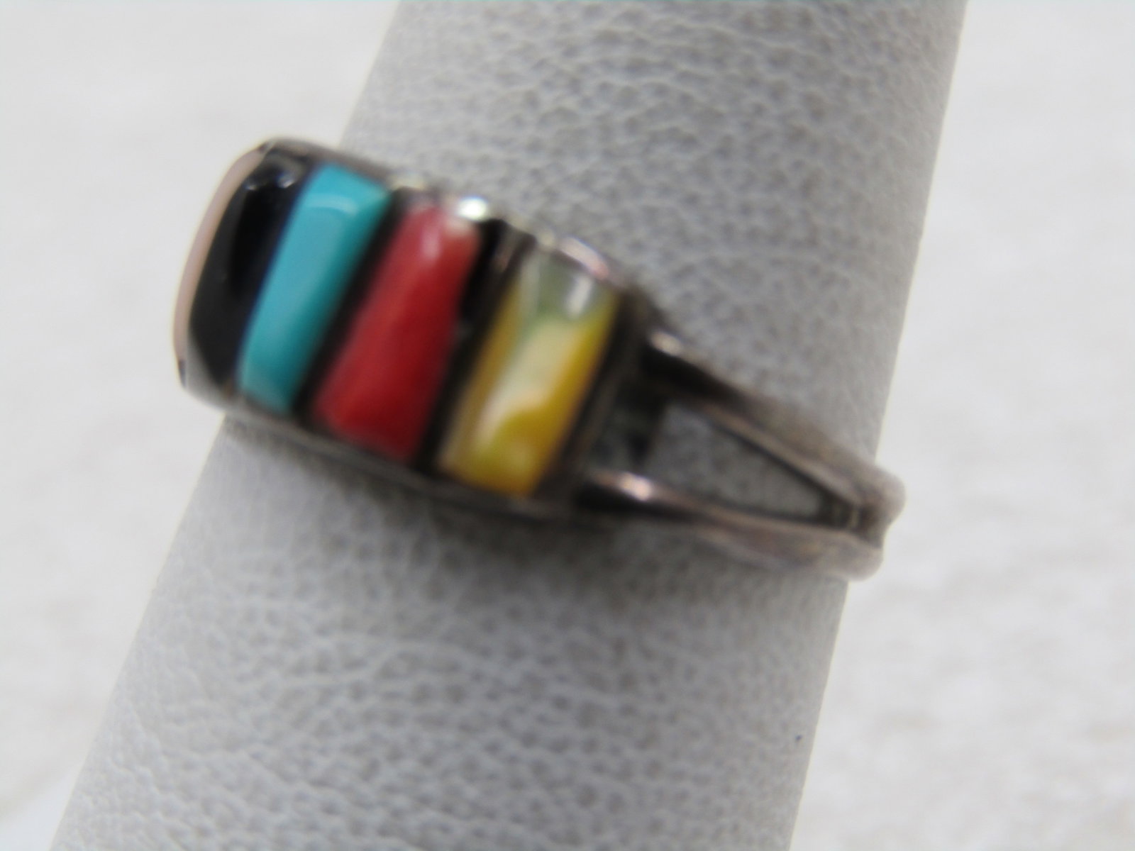 Vintage Sterling Southwestern Mixed Stone Ring, Sz. 7 - 3