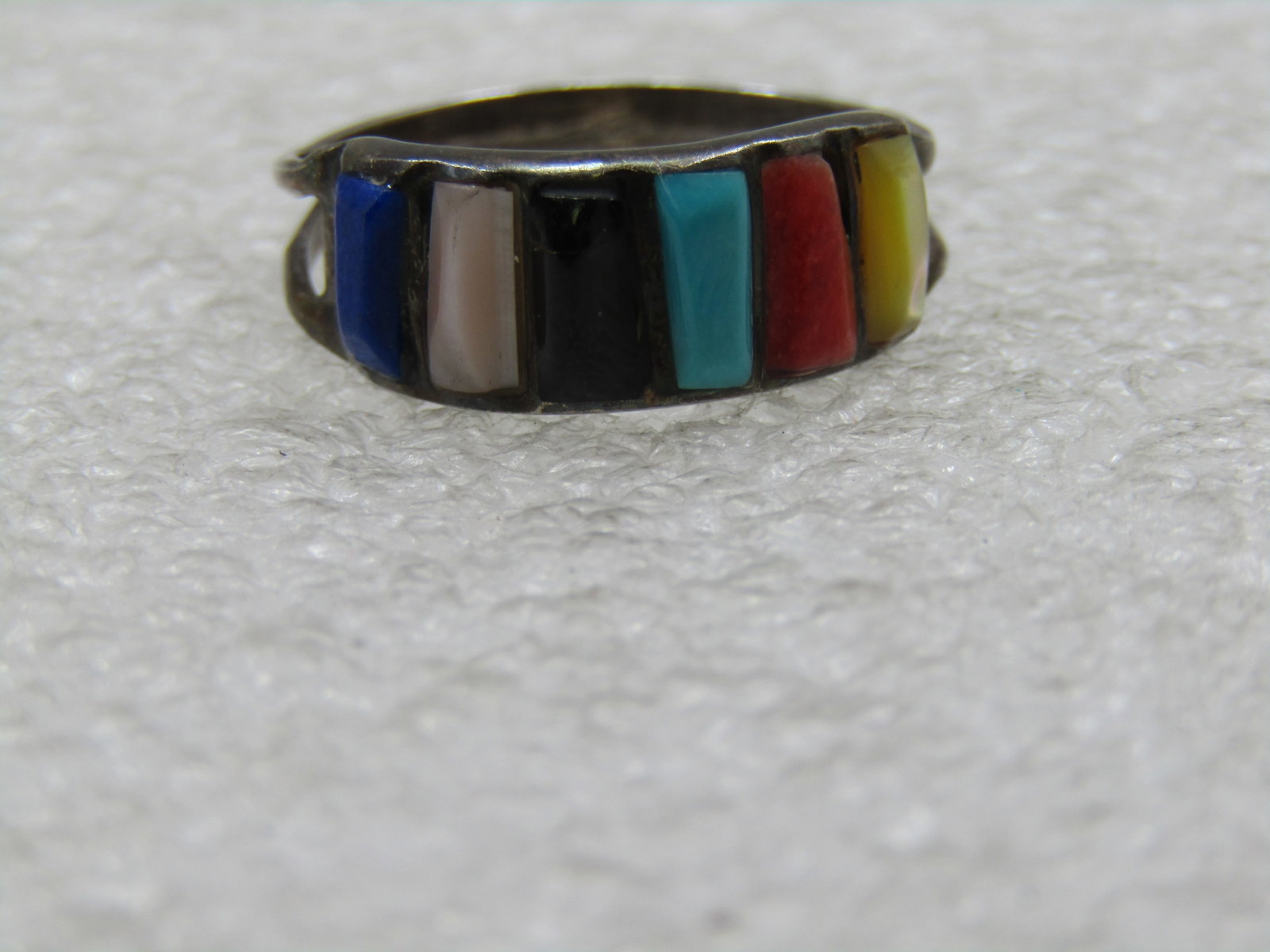 Vintage Sterling Southwestern Mixed Stone Ring, Sz. 7 - 4