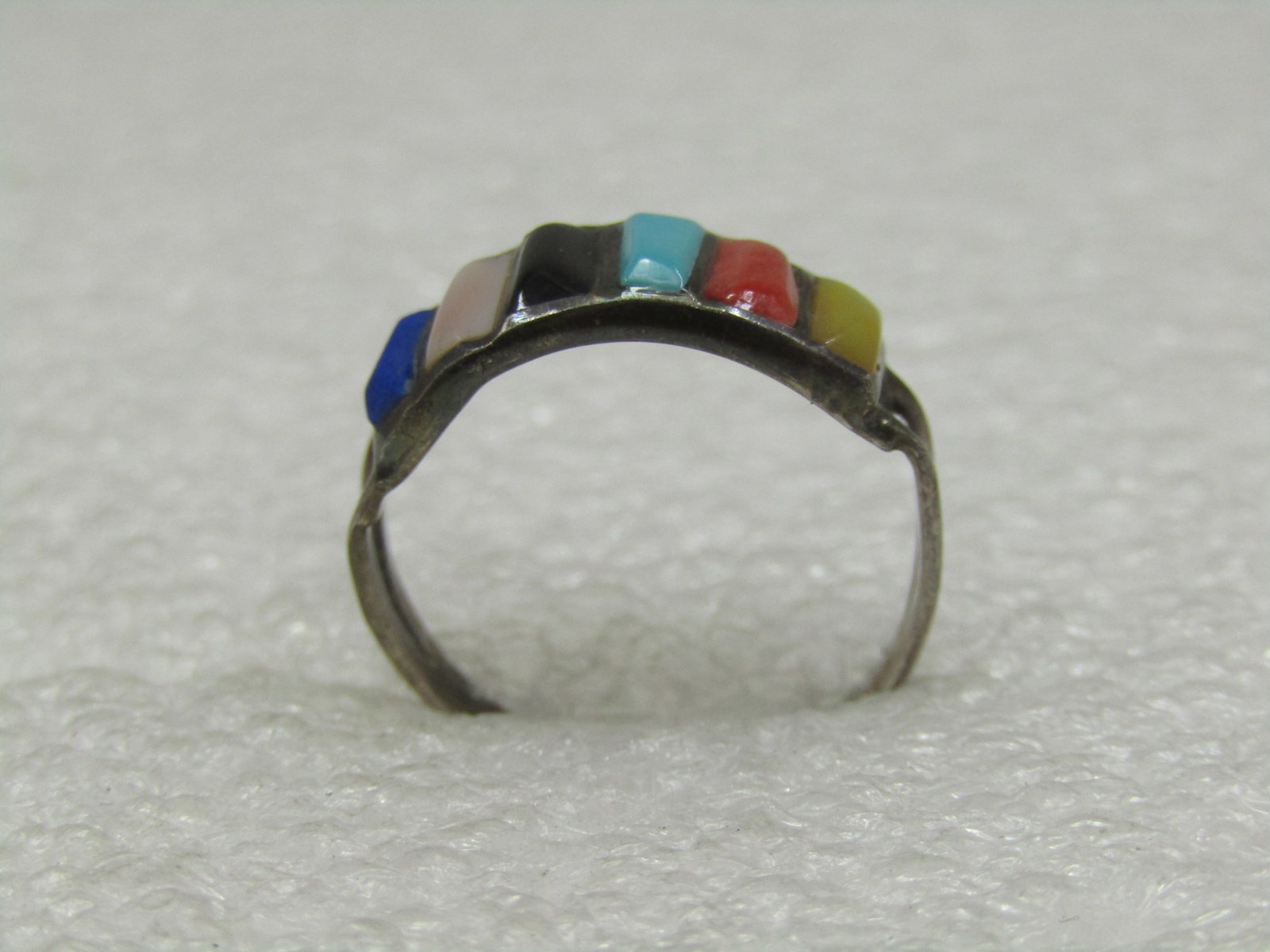 Vintage Sterling Southwestern Mixed Stone Ring, Sz. 7 - 5
