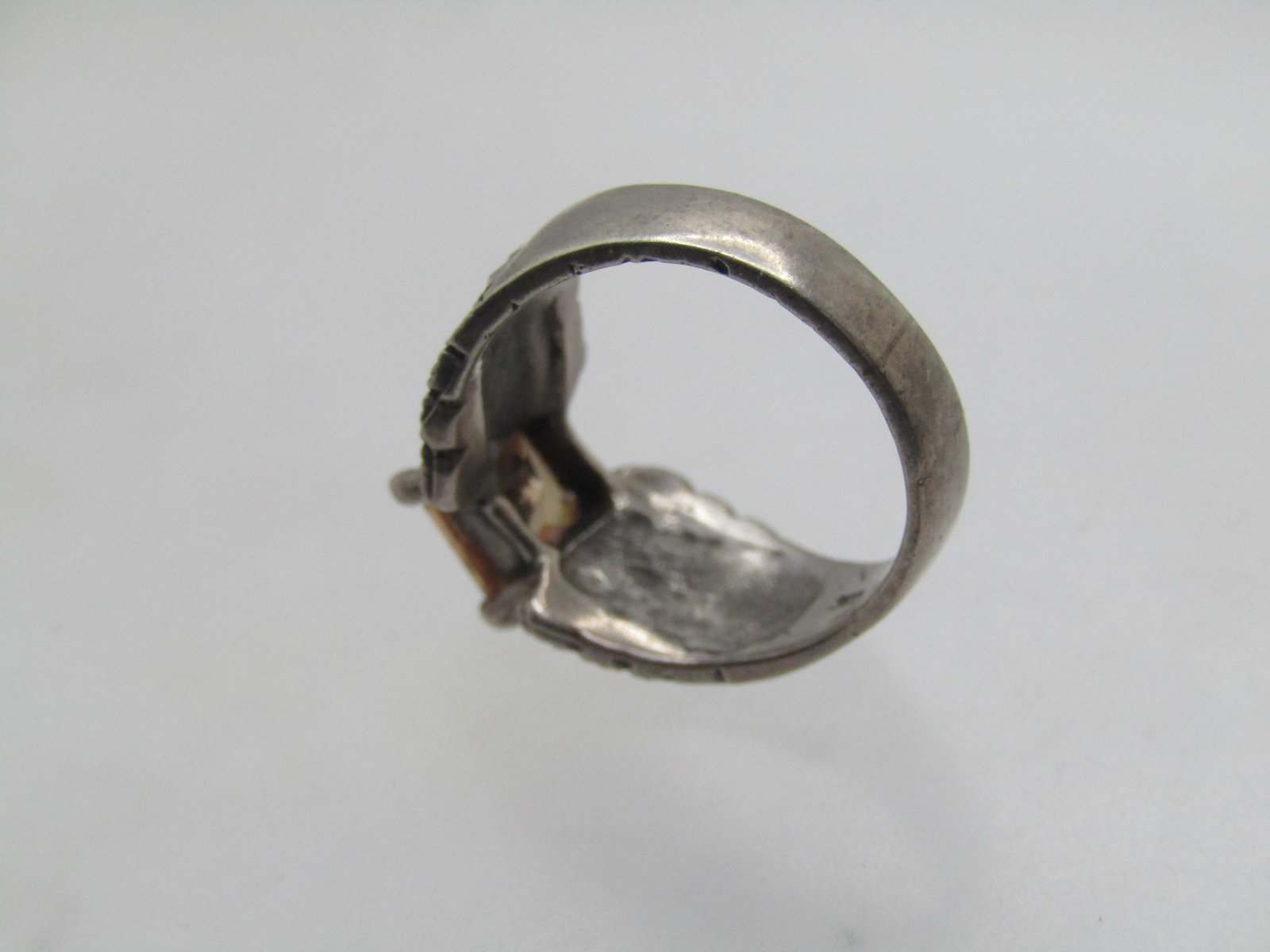 Vintage Sterling Citrine Marcasite Wide Ring, Sz 5.5, 1980's, Signed Marsala - 4