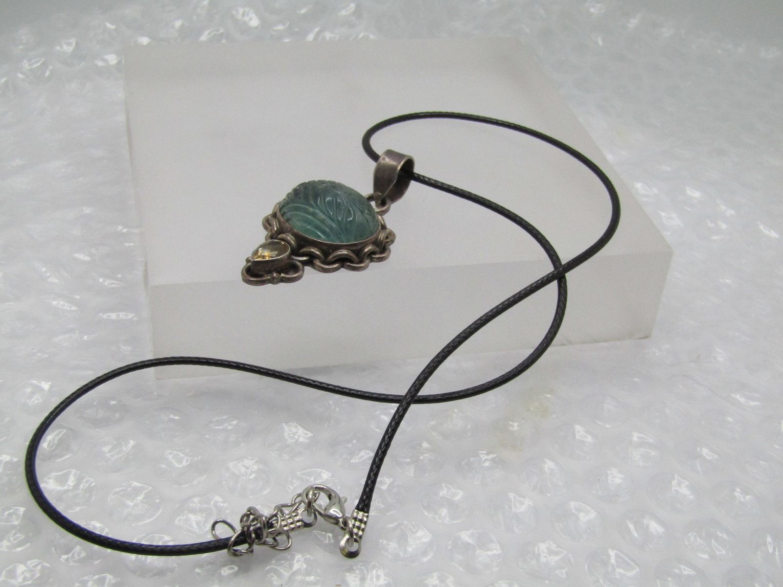 Vintage Green Quartz & Citrine Necklace, 20" Boho/Southwestern - 5