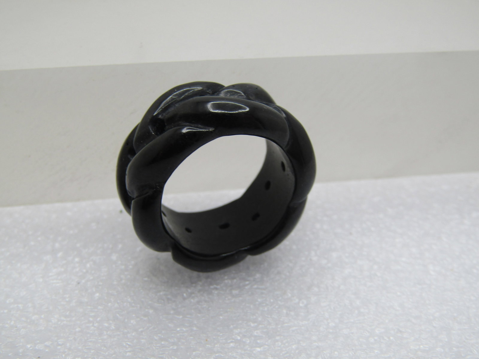Vintage Black Jade Braided Ring, Sz. 7, 11.5mm, 1980's-1990's - 5