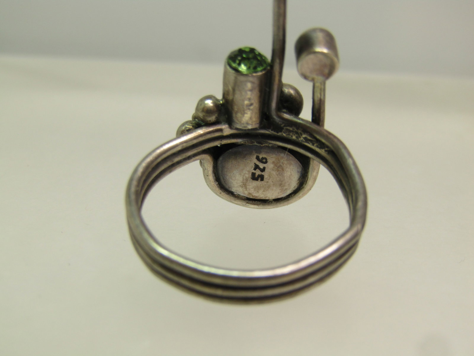 Vintage Sterling Amethyst Peridot Ring, Modernist, Sz. 8, 1980's - 6