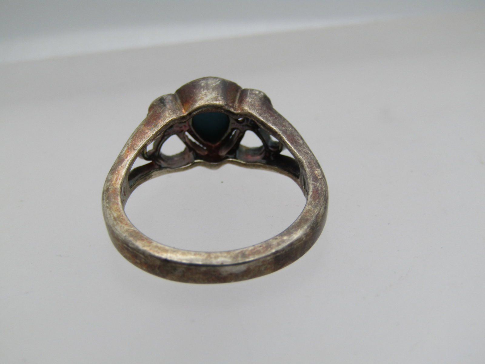 Vintage Sterling Faux Turquoise Ring, Southwestern Theme, Sz. 8, 1970's-1980's - 4