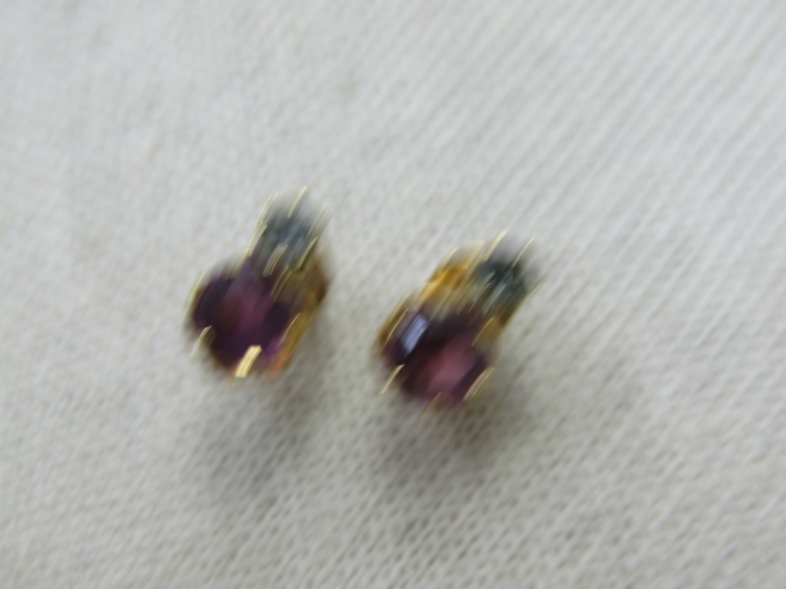 Vintage Purple Clear Rhinestone Earrings, Pierced, 1970's-1980's - 4