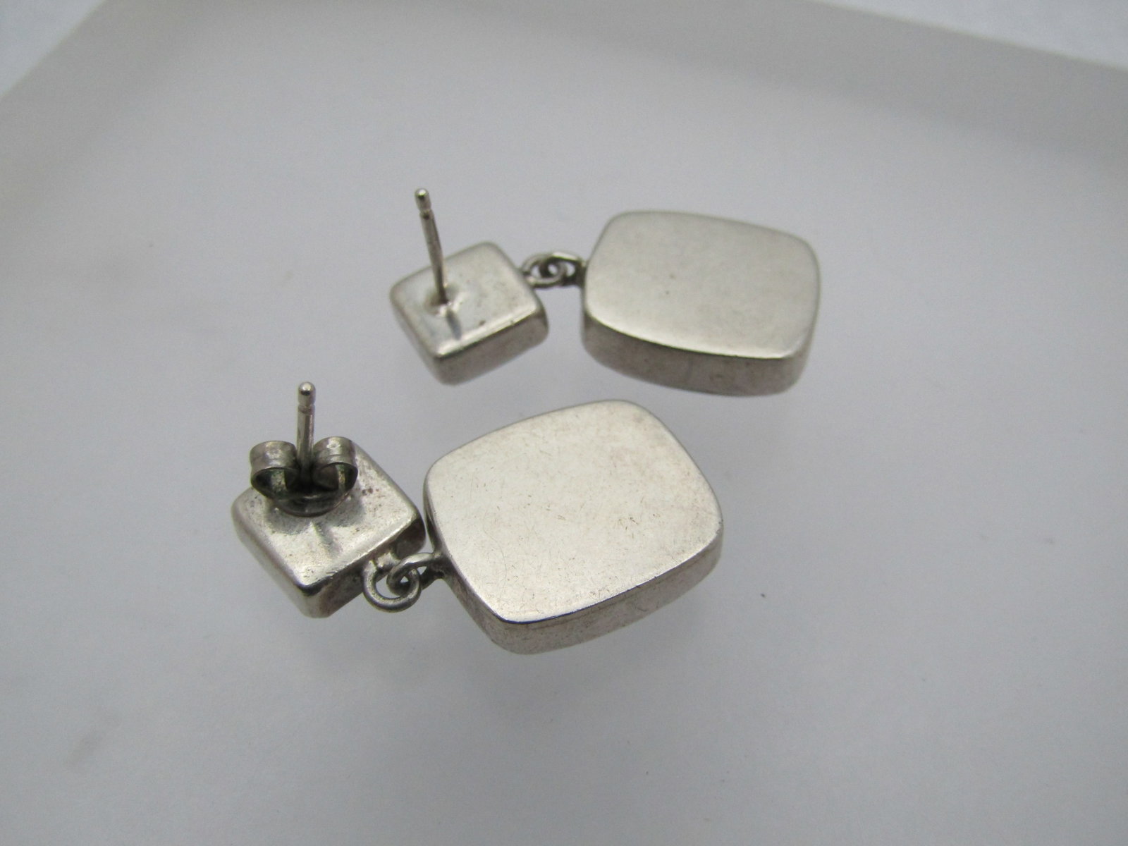 Vintage Sterling Turquoise Stud Dangle Earrings, 1970's-1980's, Southwestern - 5