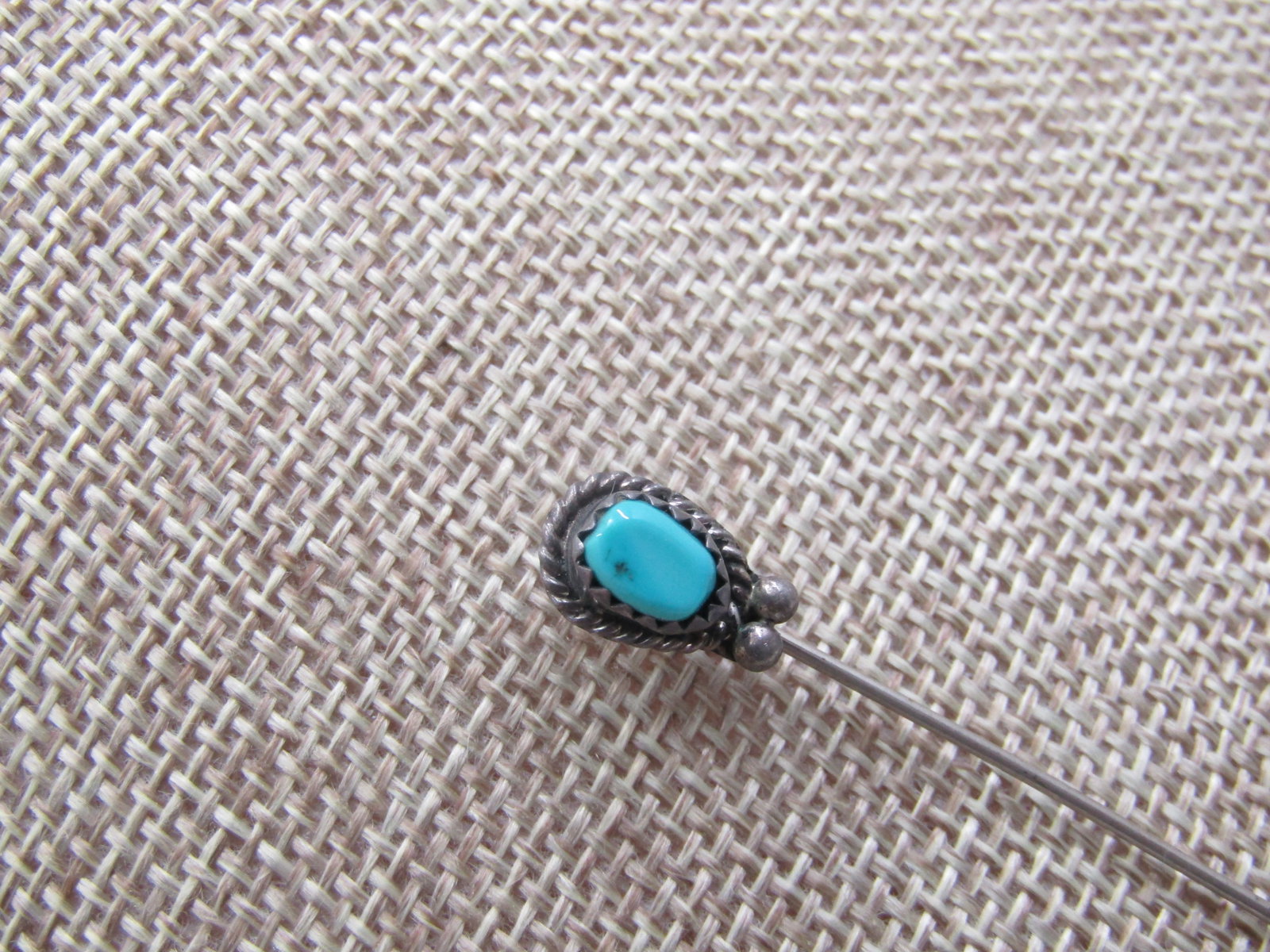 Vintage Sterling Southwestern Turquoise Stick Pin, 2.75" - 3