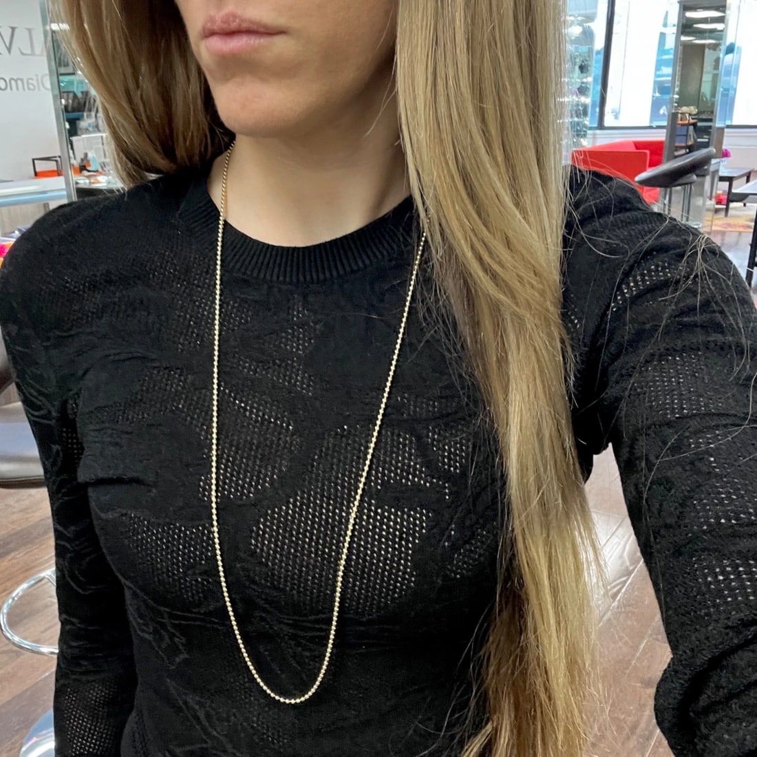 Italian Long Ball Bead Chain Necklace 14K Yellow Gold, 31.5 Inches, 16.30 Grams - 4