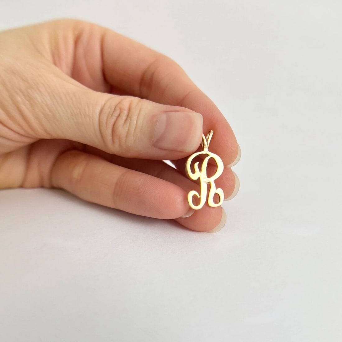 Estate Letter R Initial Pendant Charm 14K Yellow Gold, 1.30 Grams - 3