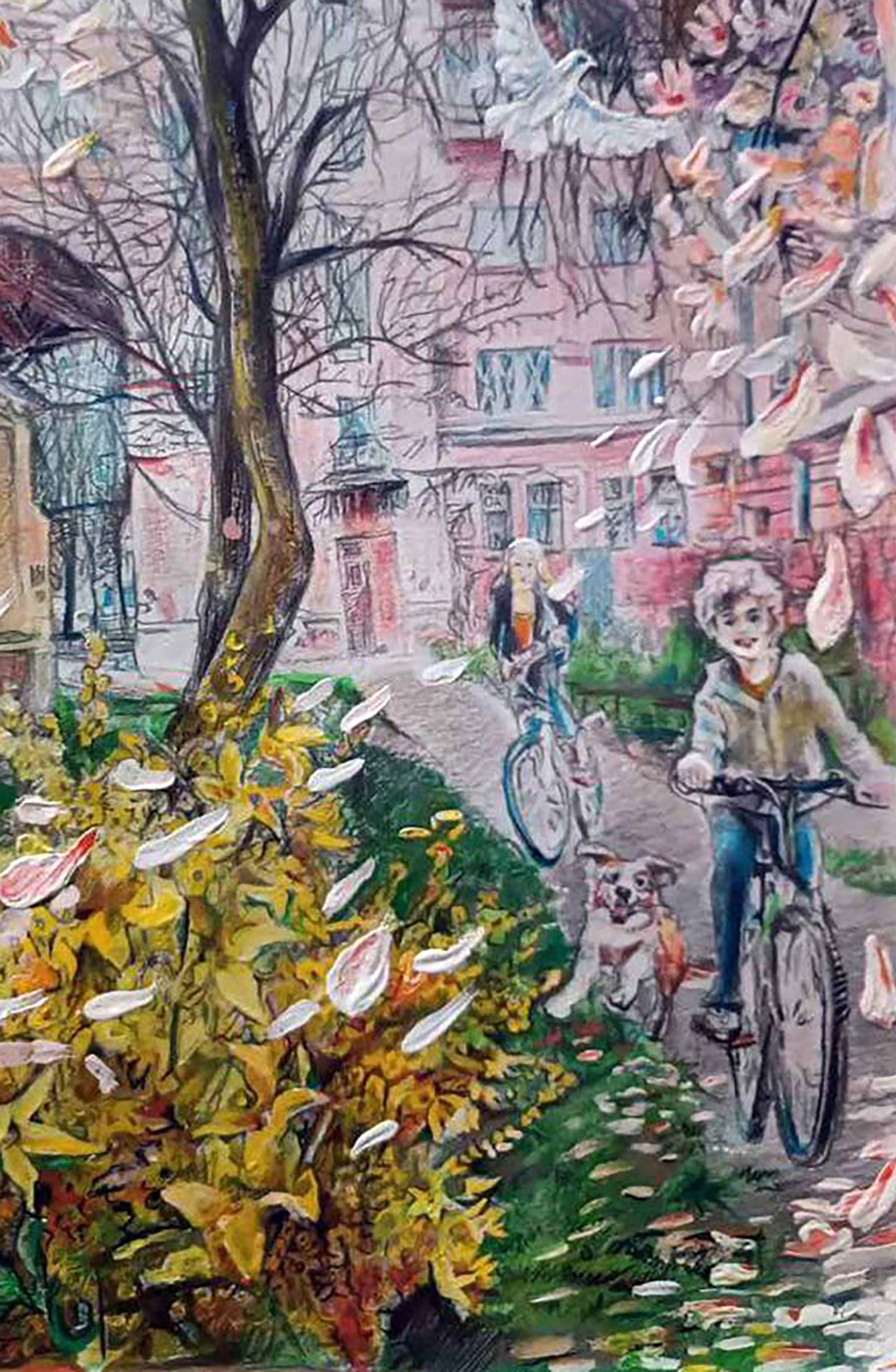 Color pencil painting Spring mood in the city Elena Yurko - 6