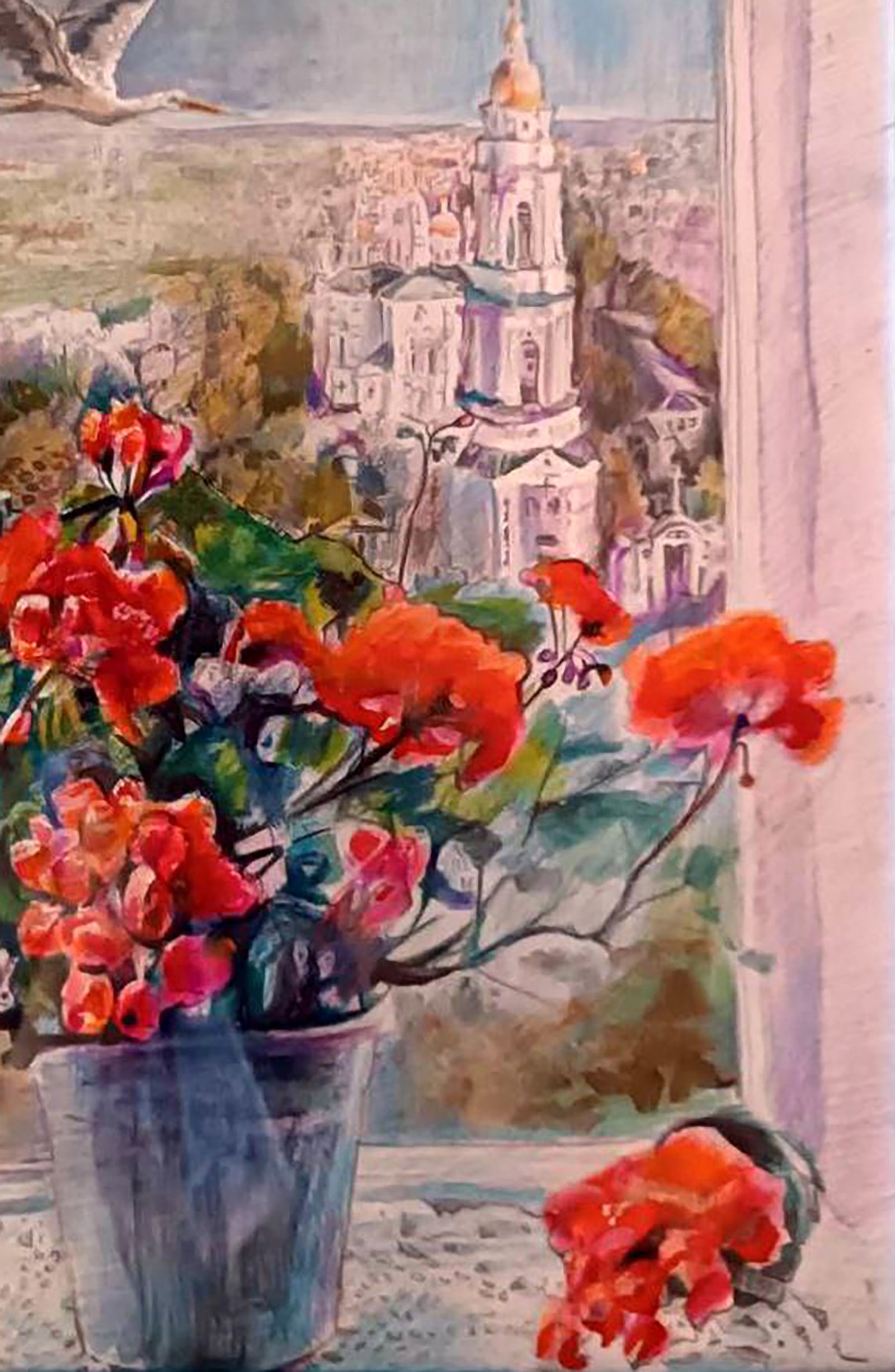 Color pencil painting View from the window Elena Yurko - 6