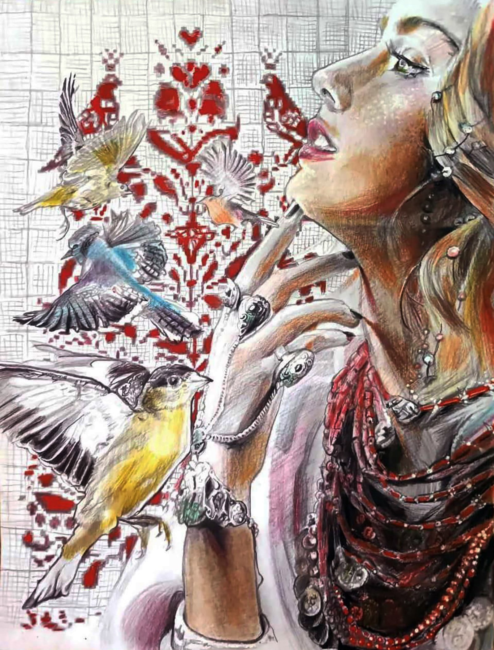 Color pencil painting Dreams of happiness Elena Yurko: Title: Color pencil painting Dreams of happiness Elena Yurko Description: 11YURK Painter: Elena Yurko Size: 40?30 cm/15.74x11.81 inches Components: color pencil, paper Original painting CONDITION: