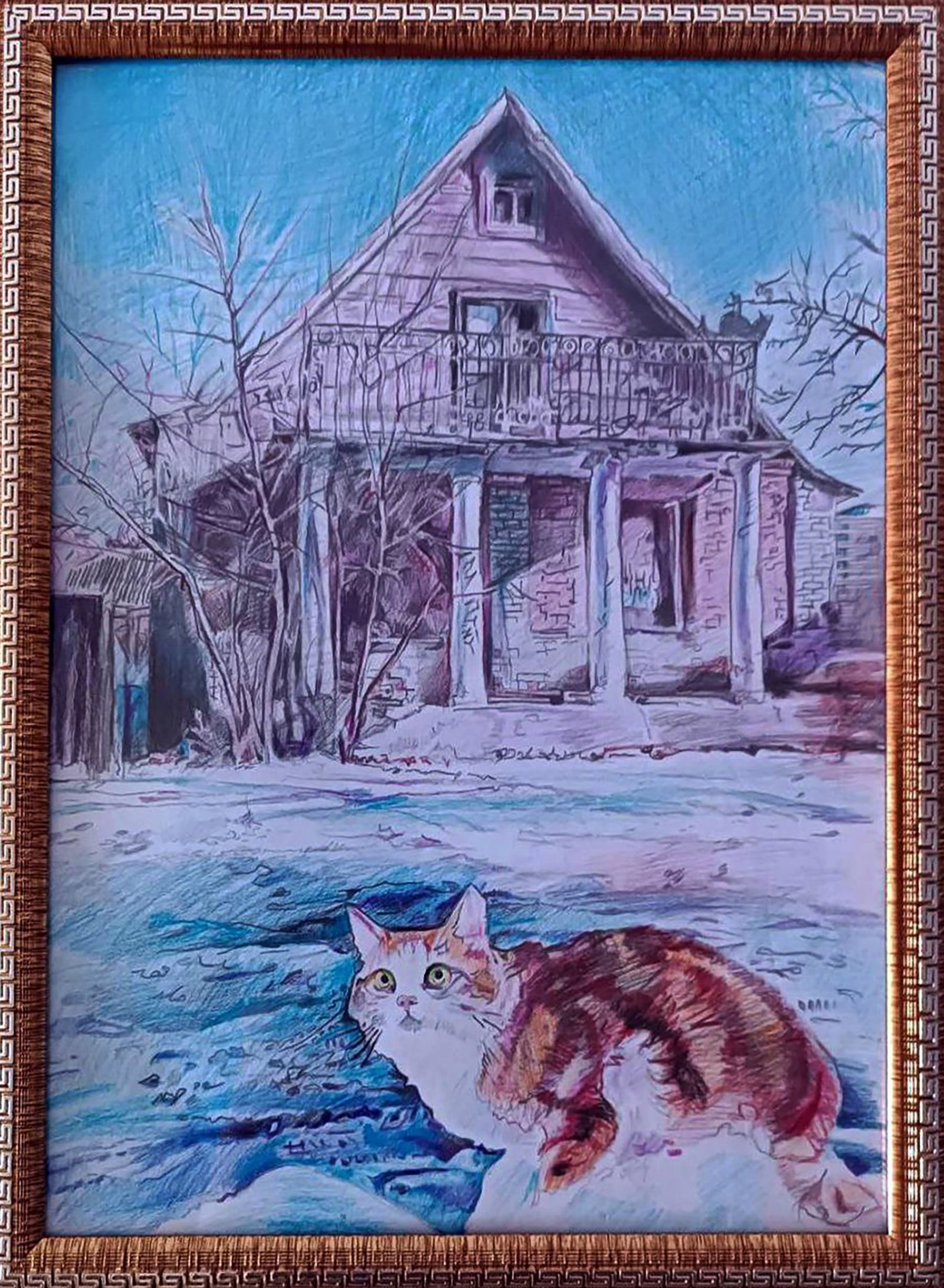 Color pencil painting Under the winter sun Elena Yurko (1 of 8)