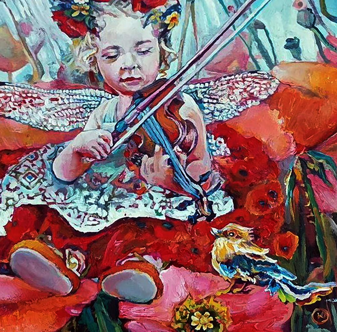 Oil painting A dragonfly child plays the violin Elena Yurko - 5