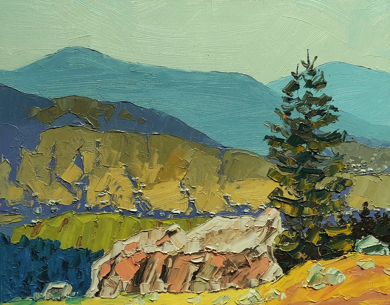 Oil painting Mountain peaks in the fog Yaroslav Savchyn: Title: Oil painting Mountain peaks in the fog Yaroslav Savchyn Description: 89SAVCH Painter: Yaroslav Savchyn Size: 34x44 cm/13.38x17.32 inches Components: oil, canvas on cardboard Original painting
