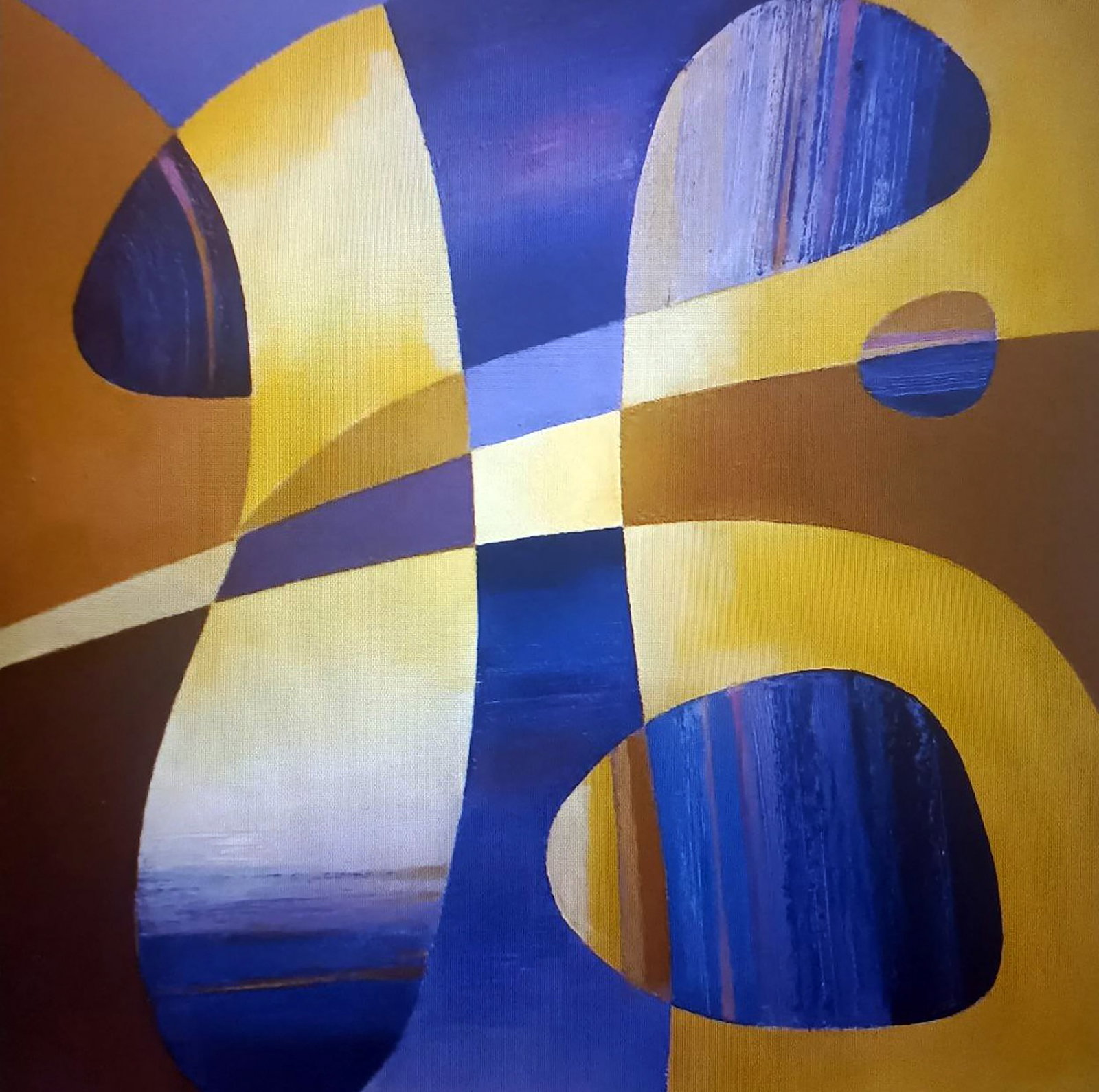 Oil painting Blue shapes Alexander Strashevich: Title: Oil painting Blue shapes Alexander Strashevich Description: 60STRASH Painter: Alexander Strashevich Size: 50x50 cm/19.68x19.68 inches Components: oil, cardboard Original painting CONDITION: exc