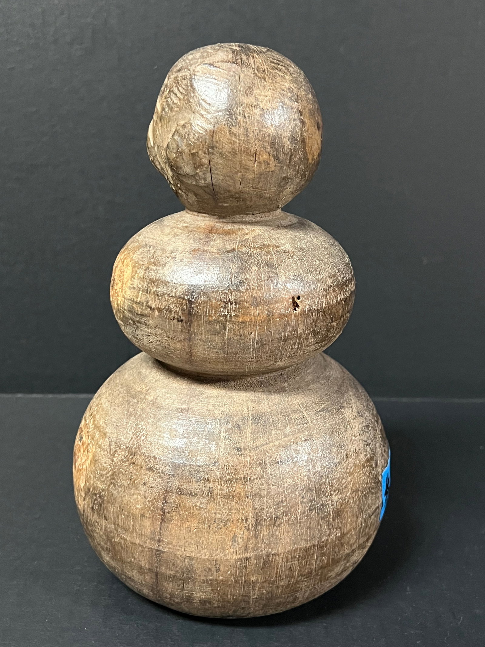Carved Wooden Snowman Sculpture - 2