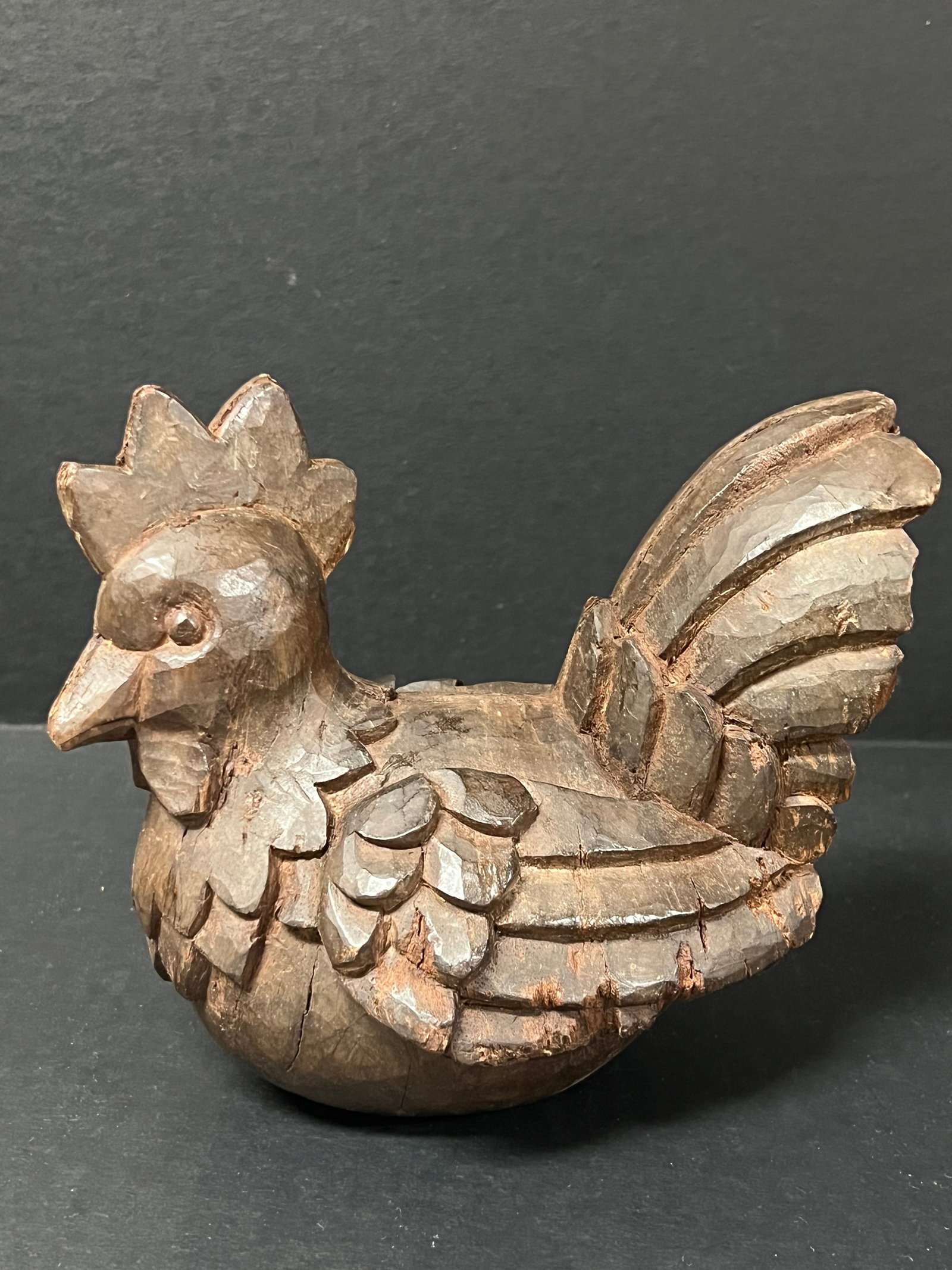Carved Wooden Chicken Sculpture - 4