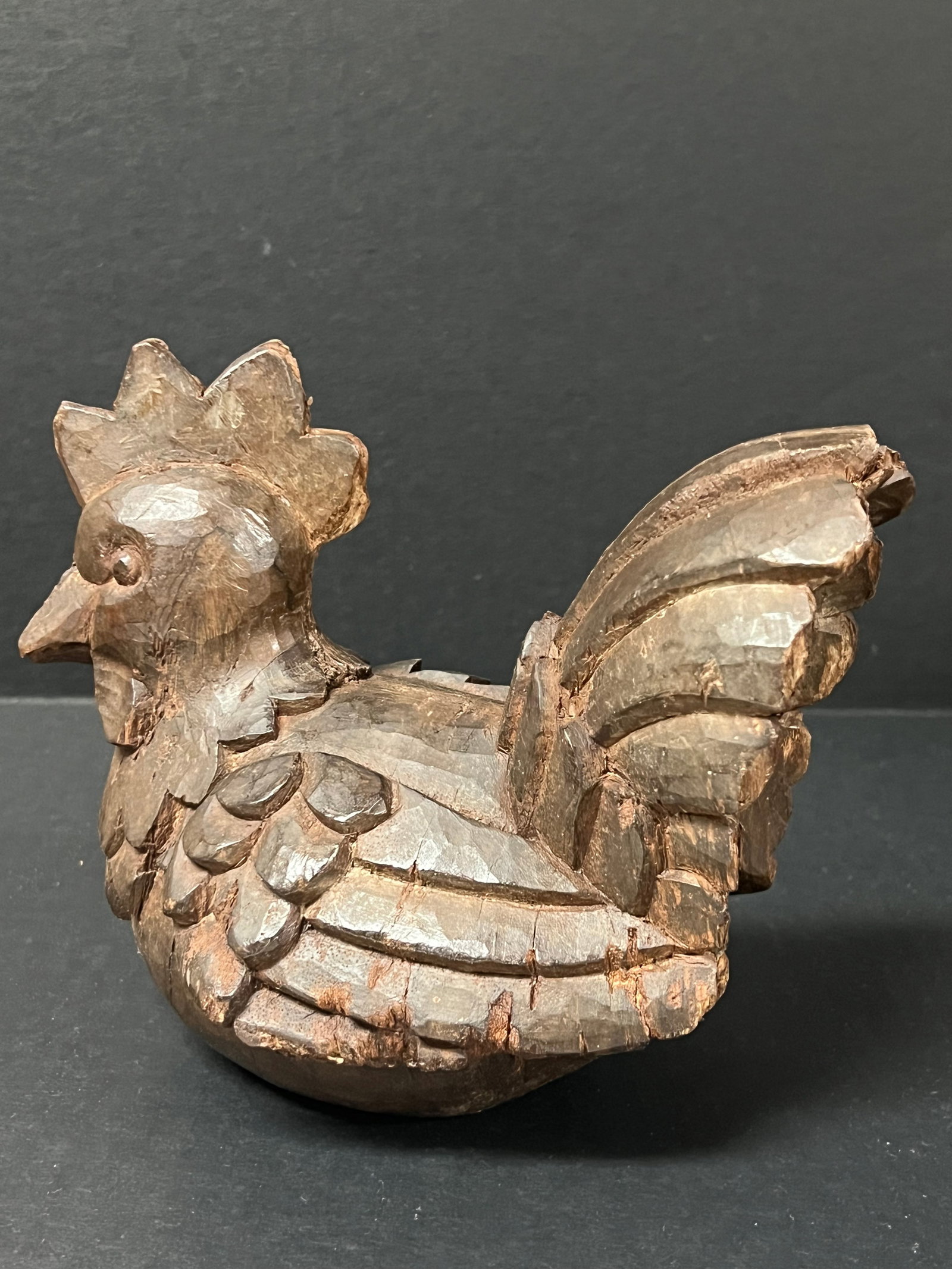 Carved Wooden Chicken Sculpture - 8