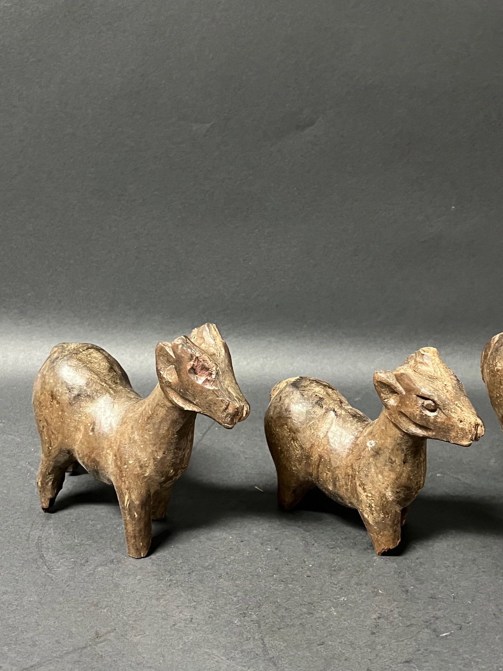Carved Wooden Deer Sculpture Lot of 5 - 3