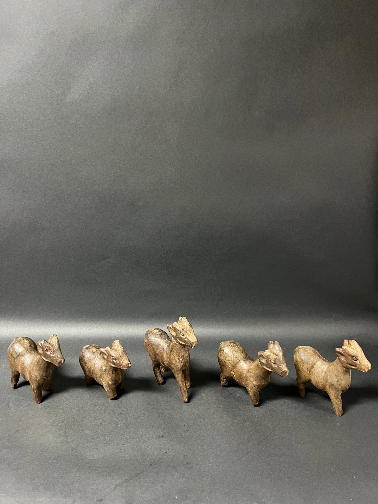 Carved Wooden Deer Sculpture Lot of 5 - 5