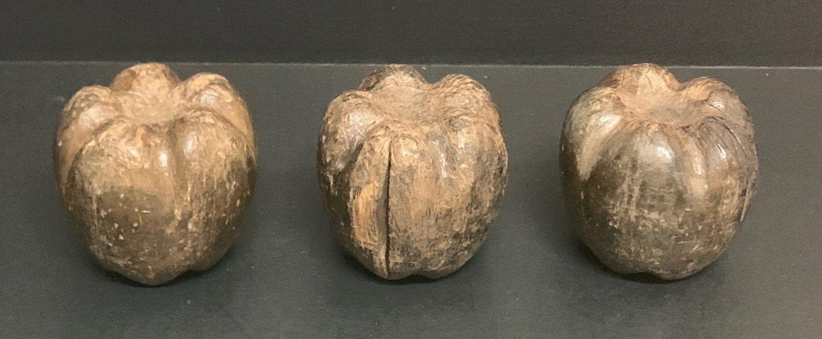 Carved Wooden Fruit Apple Sculpture Lot of 3 - 3