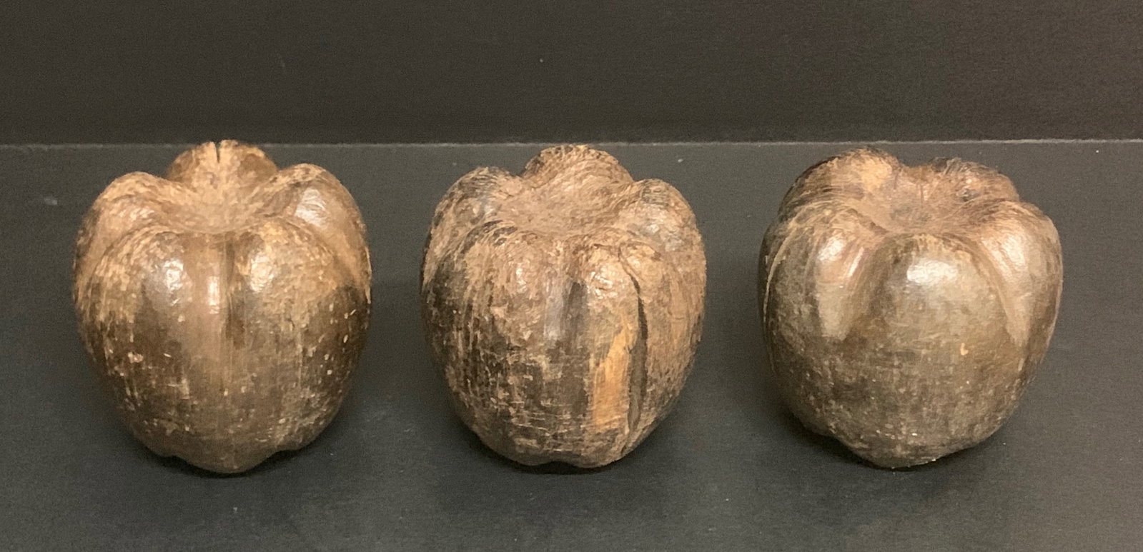 Carved Wooden Fruit Apple Sculpture Lot of 3 - 4