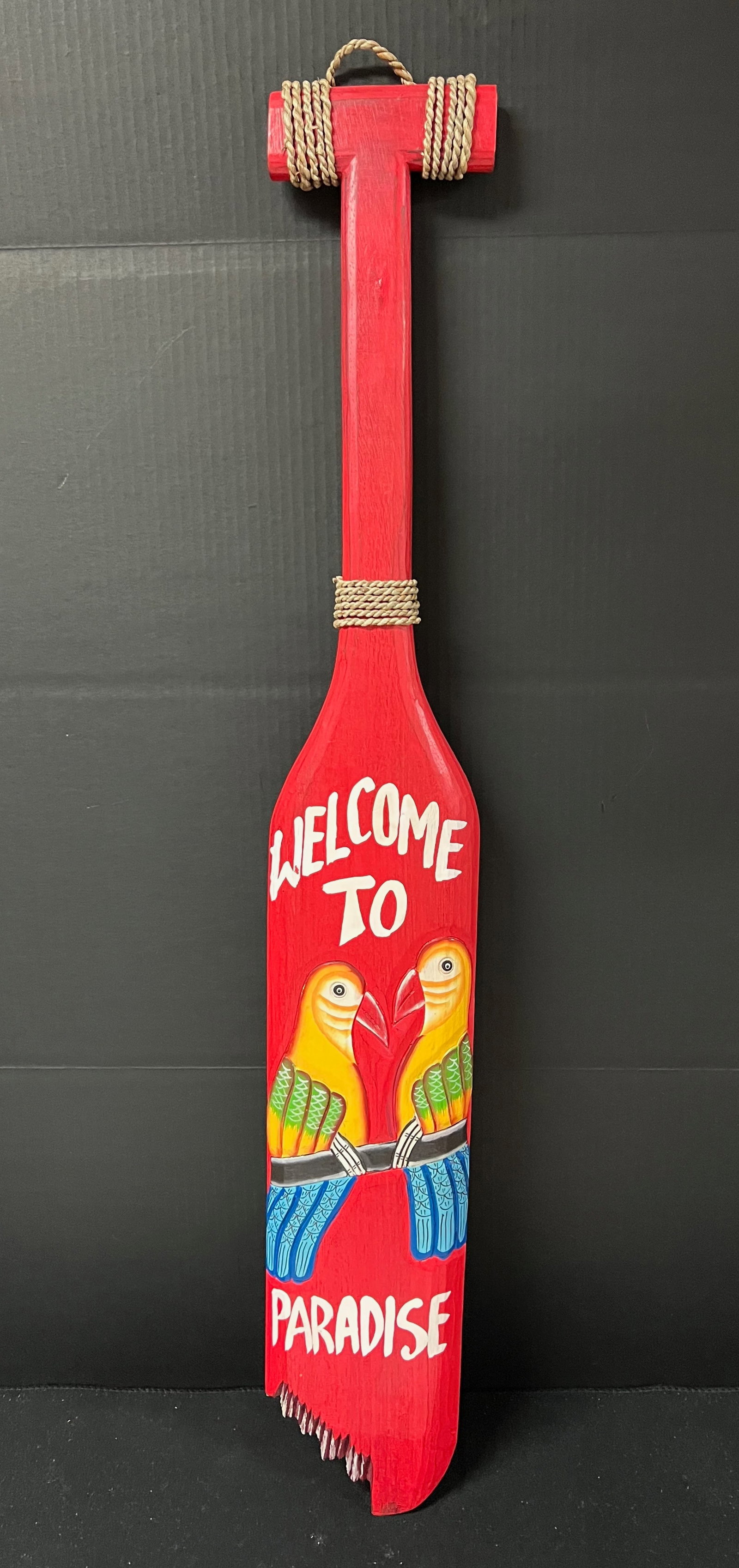 Carved Wooden Painted Boat Paddle Sculpture: Title: Carved Wooden Painted Boat Paddle Sculpture Description: Folk Art Art Carved Wooden Painted Boat Paddle Sculpture Date/Period: Late 20th Century Materials: Wood Size: 39.5" h x 6" w Reserve: