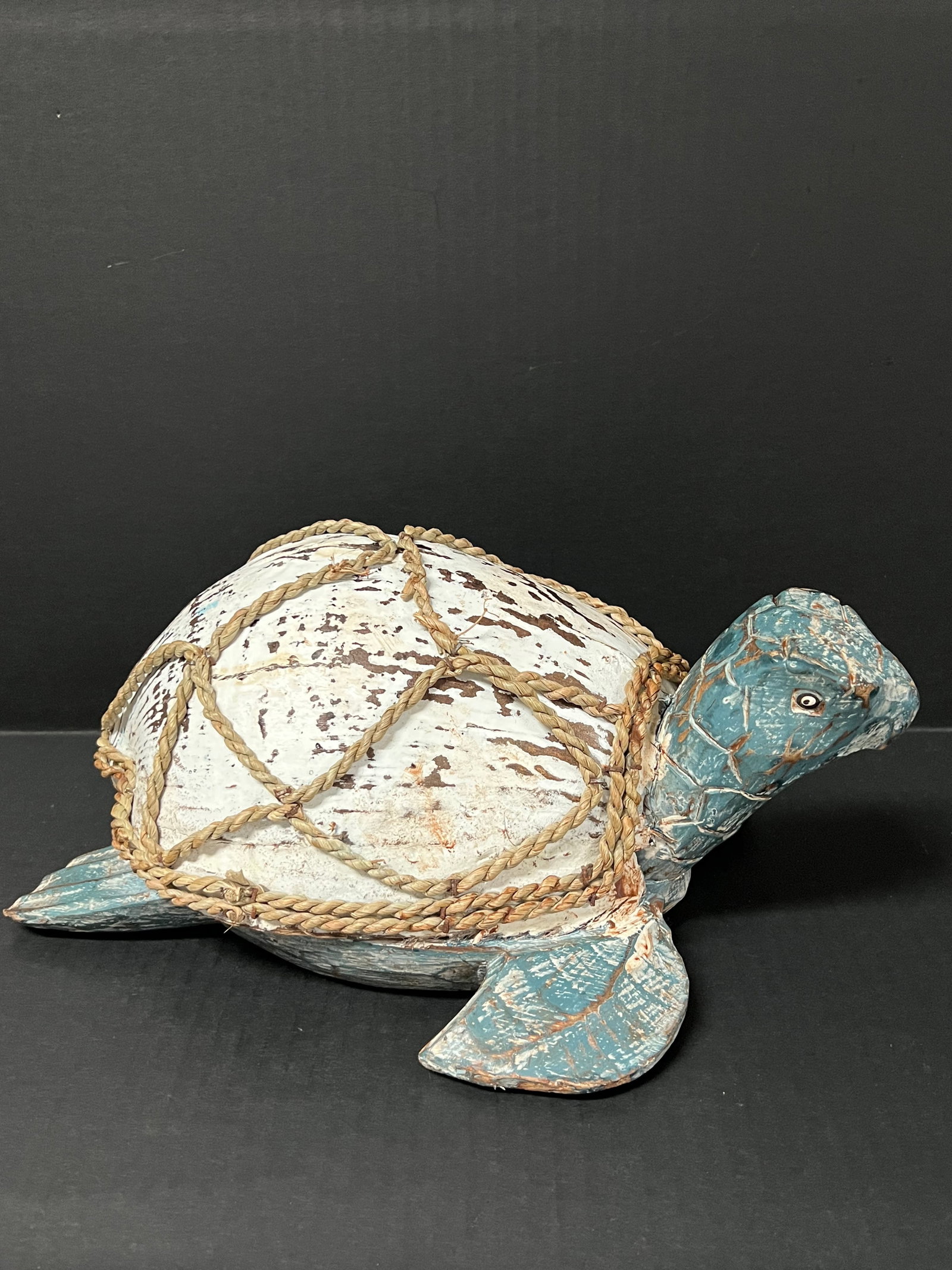 Carved Wooden Turtlle Sculpture: Title: Carved Wooden Turtlle Sculpture Description: Folk Art Carved Wooden Turtle Sculpture Date/Period: Late 20th Century Materials: Wood Size: 5.5'' h X 11.5" w Reserve: $80.00 Shipping: Domestic: