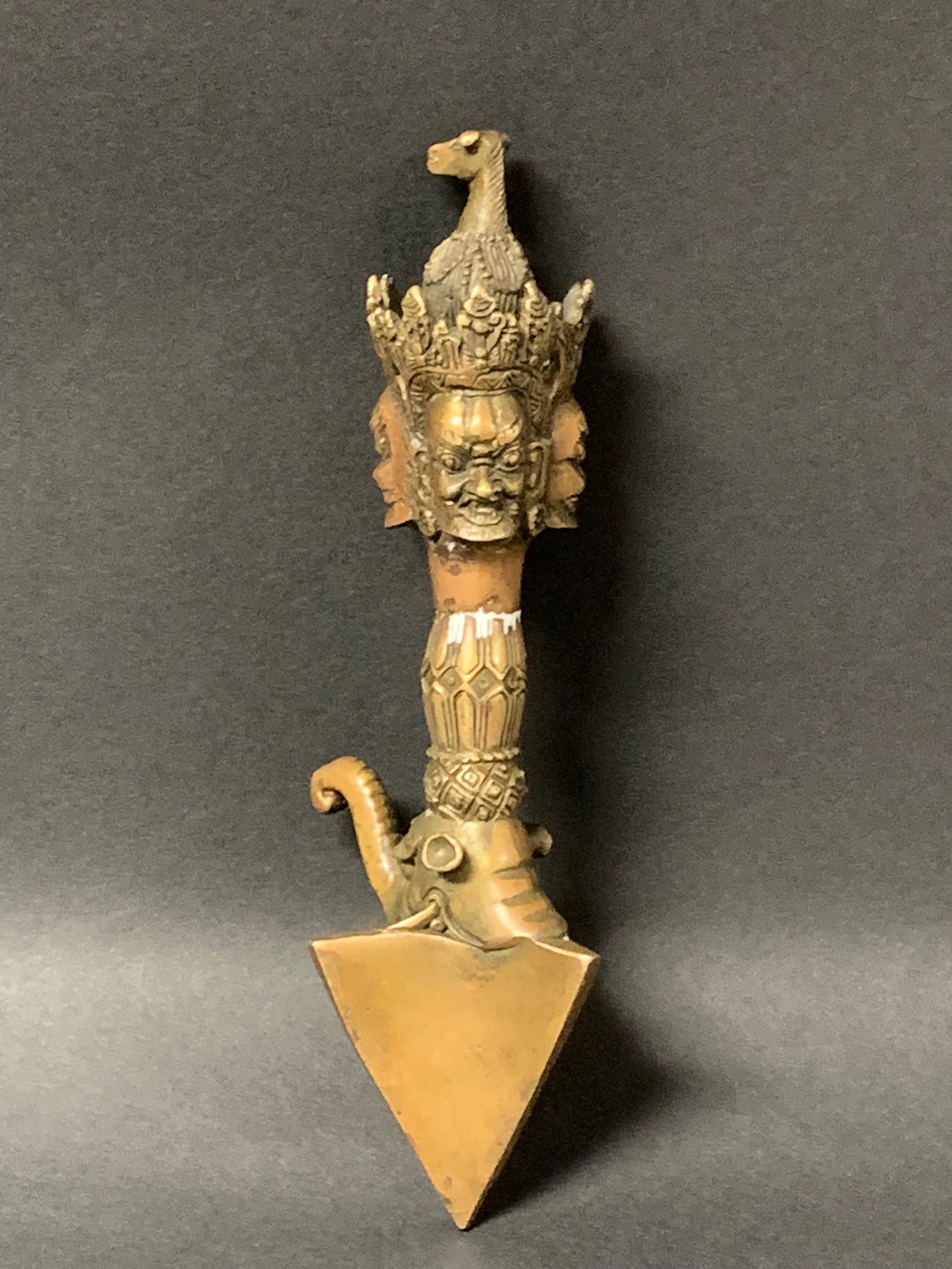 Tibetan Art Bronze Phurba Ritual Dagger - 4