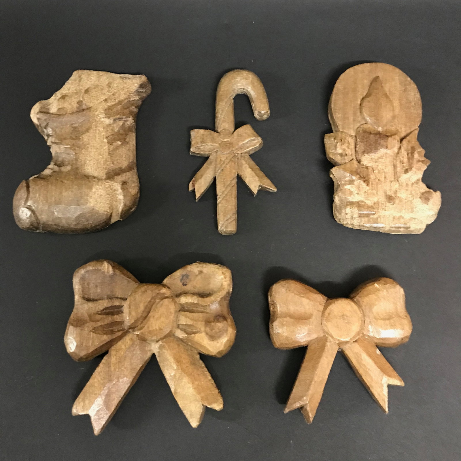 Carved Wooden Christmas Tree Ornaments Sculpture - 2