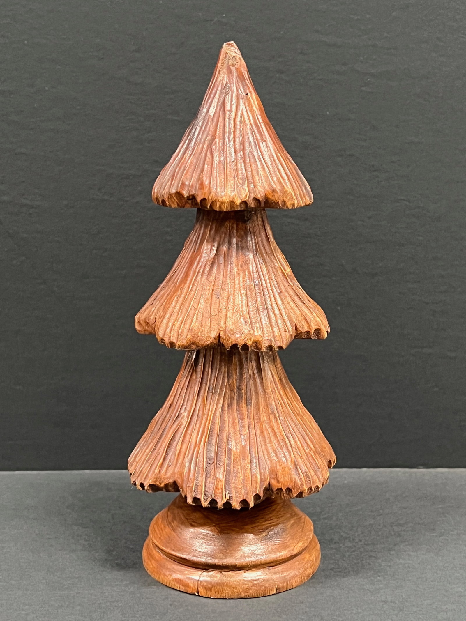 Carved Wood Christmas Tree Sculpture - 2