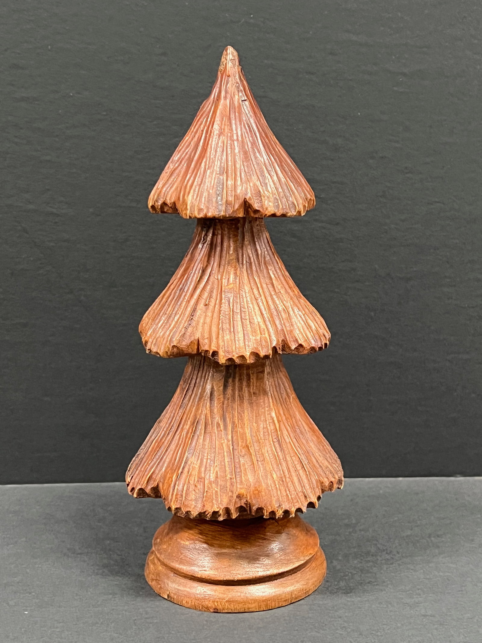 Carved Wood Christmas Tree Sculpture - 3