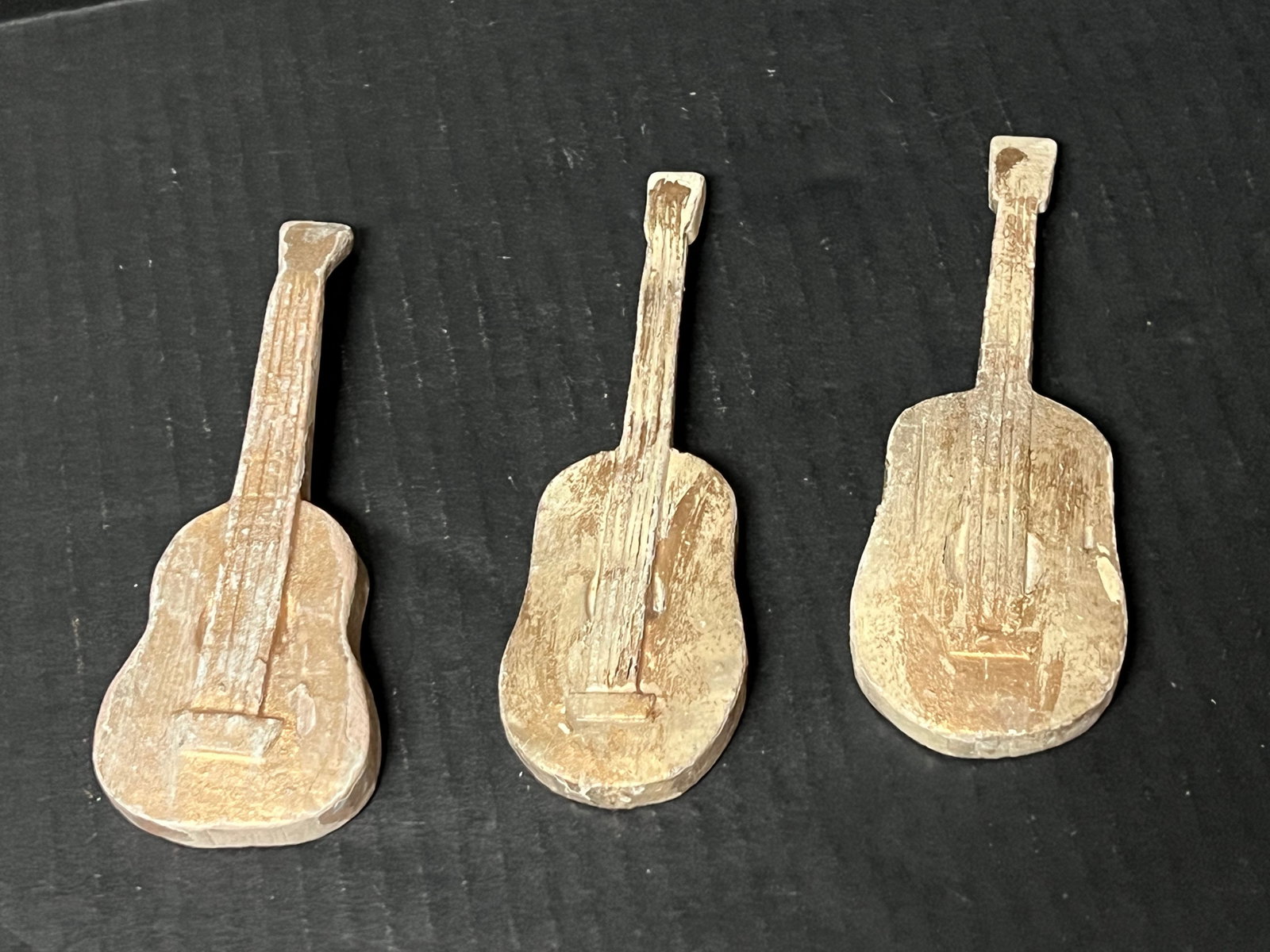 Carved Wood Miniature Guitar Instrument Lot of 3 - 3