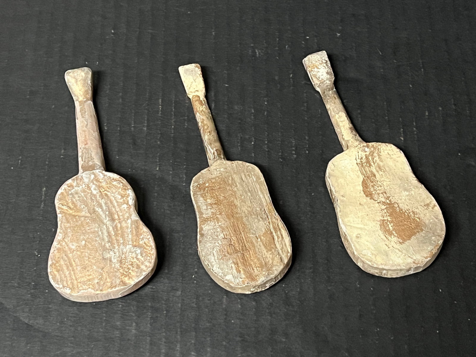 Carved Wood Miniature Guitar Instrument Lot of 3 - 5