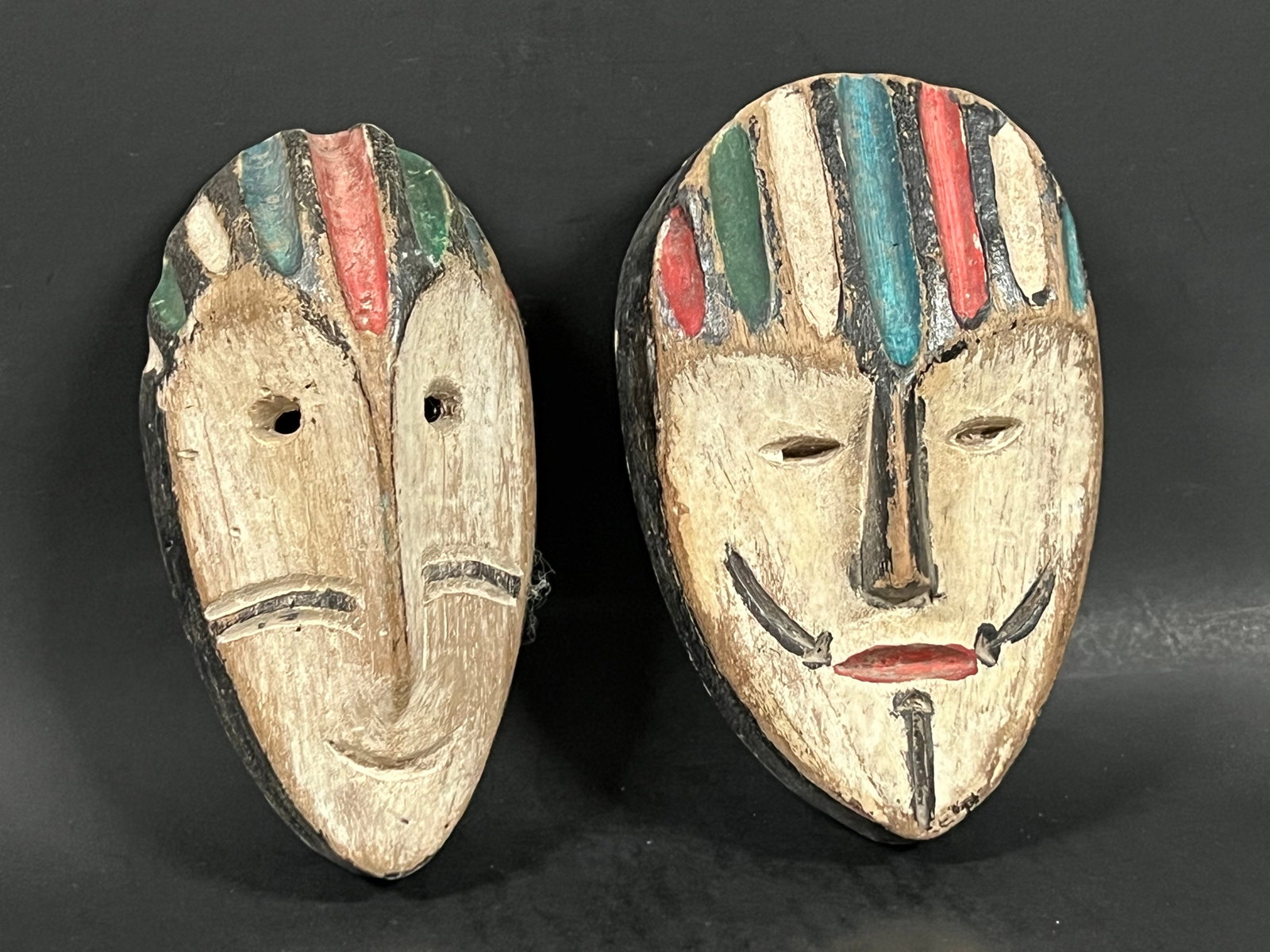 African Art Carved Wood Passport Mask Lot of 2 - 6