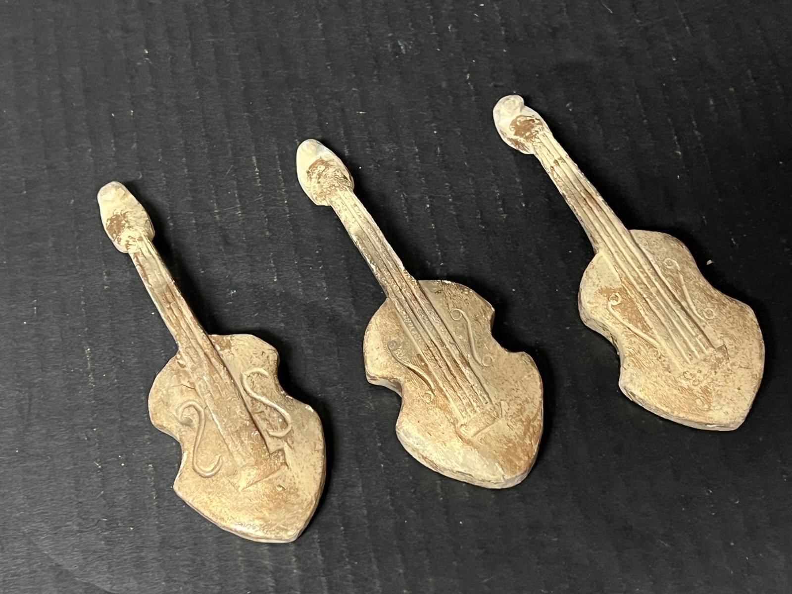 Carved Wood Miniature Guitar Instrument Lot of 3 - 2
